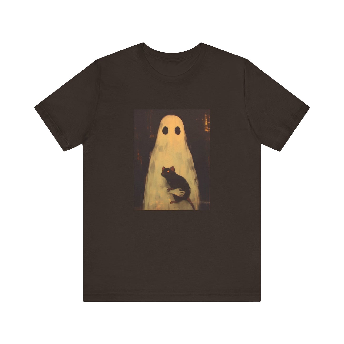 Ghost Holding Rat Shirt - Gothic Horror, Creepy Cute Halloween Graphic Tee, Spooky Season Top, Haunted Vibes Gift for Horror Fans