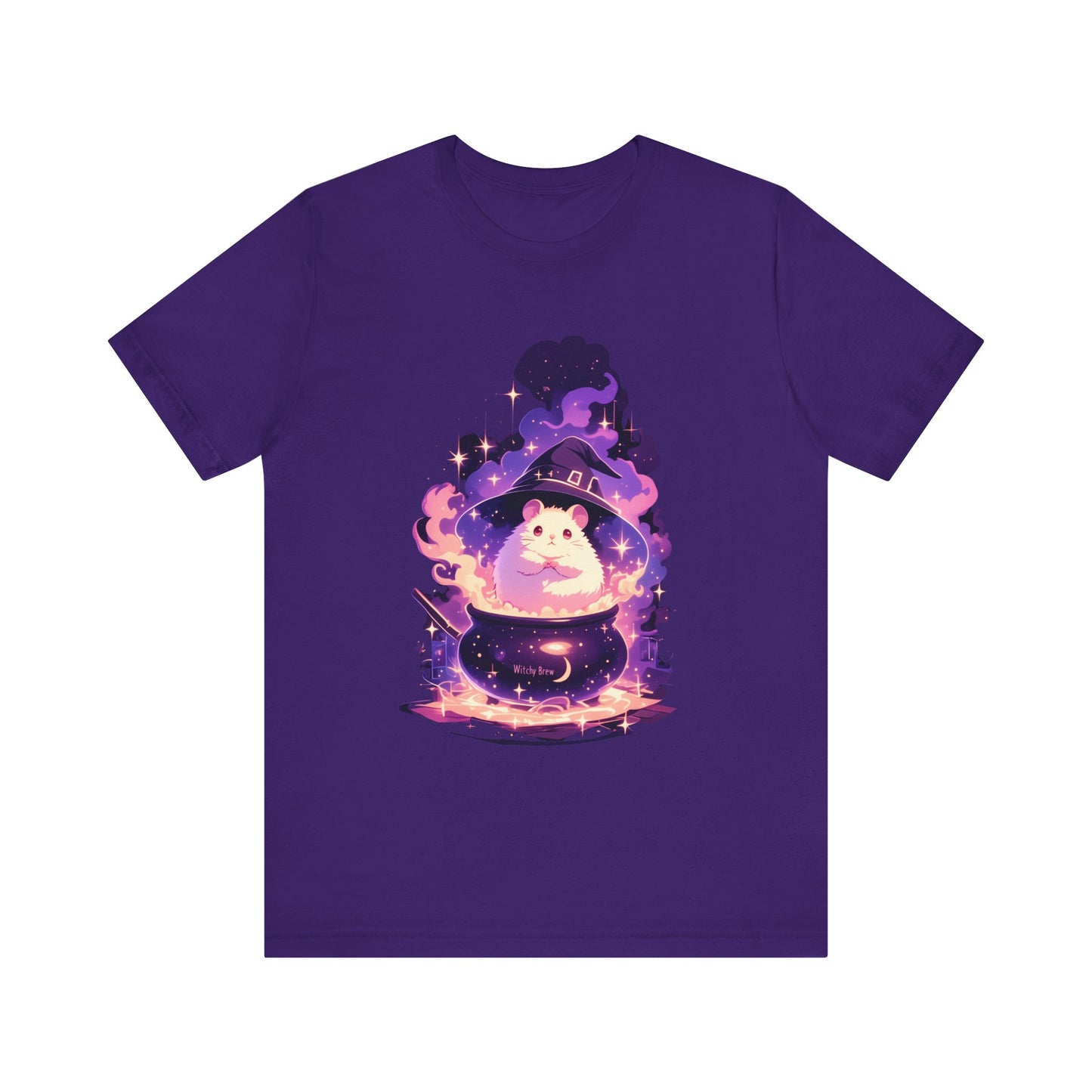 Halloween Magic Tee, Cute Hamster Witchy T-Shirt, Unisex Jersey Short Sleeve Top, Magical Cauldron Shirt, White Fluffy Animal, Spooky Vibes