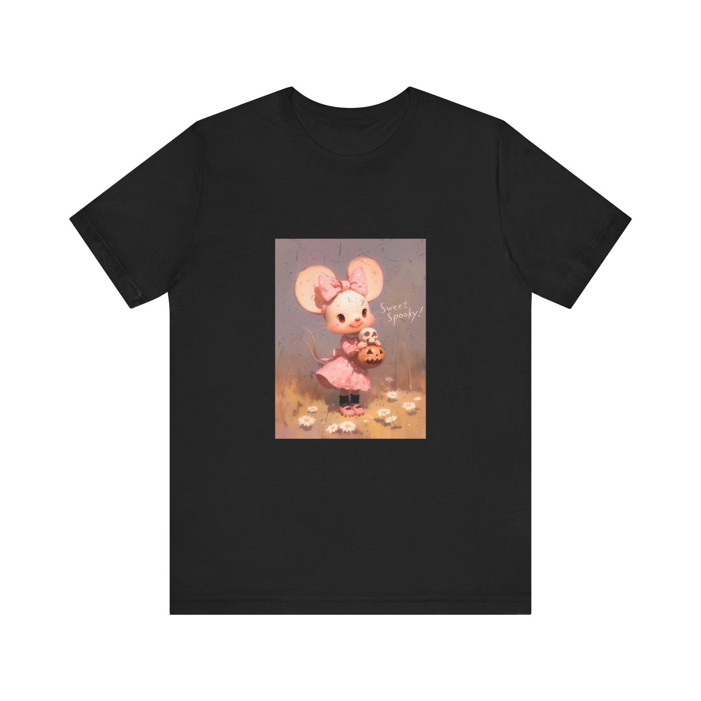 Sweet Spooky Cute Mouse Girly Halloween T-Shirt - Pastel Gothic, Creepy Cute Tee, Spooky Aesthetic Top, Pink Halloween Graphic Gift, Horror
