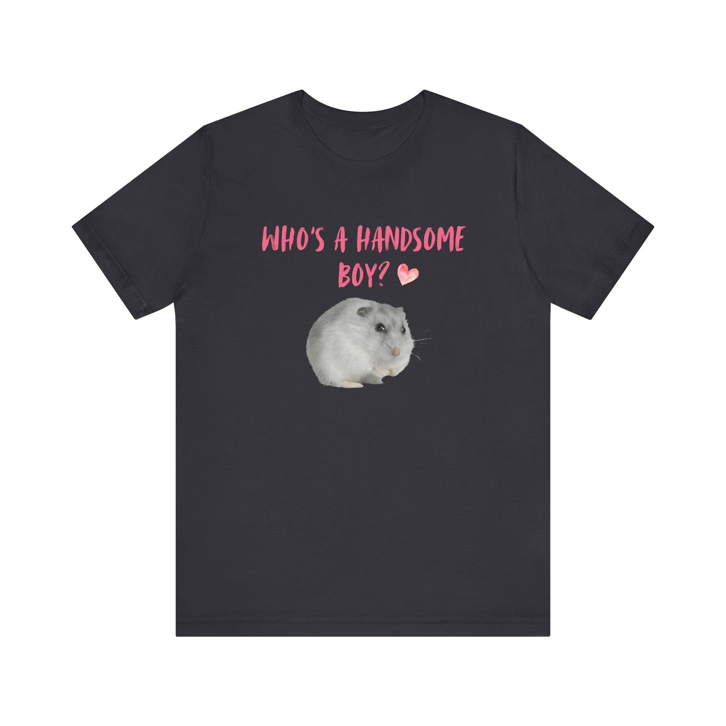 Hamster T Shirt - Who's a Handsome Boy, Pet Lover Gift, Rodent Owner Graphic Tee, Quirky Small Animal Apparel, for Hamster Enthusiasts