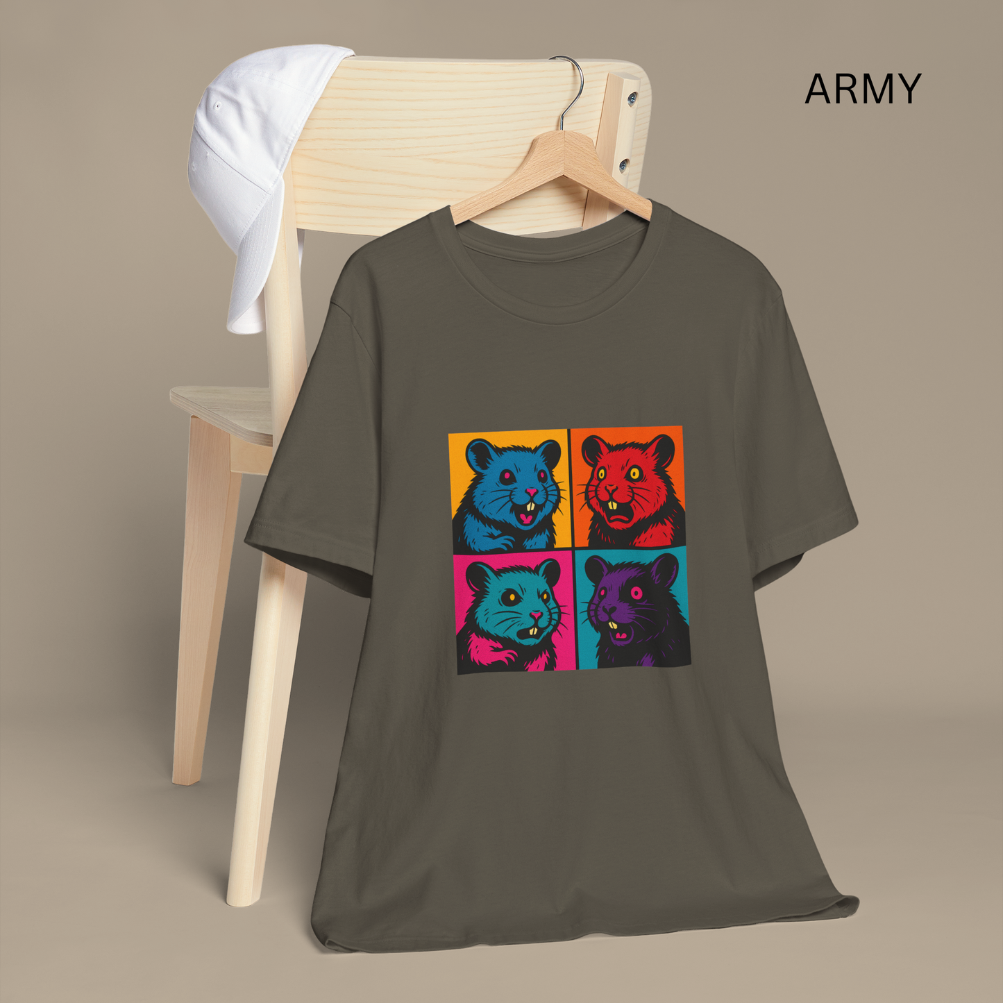 Pop Art Hamster Shirt - Retro Vaporwave T-Shirt, Neon Color Block Graphic Tee, Funny Animal Lovers Top, 80s Aesthetic Streetwear Gift