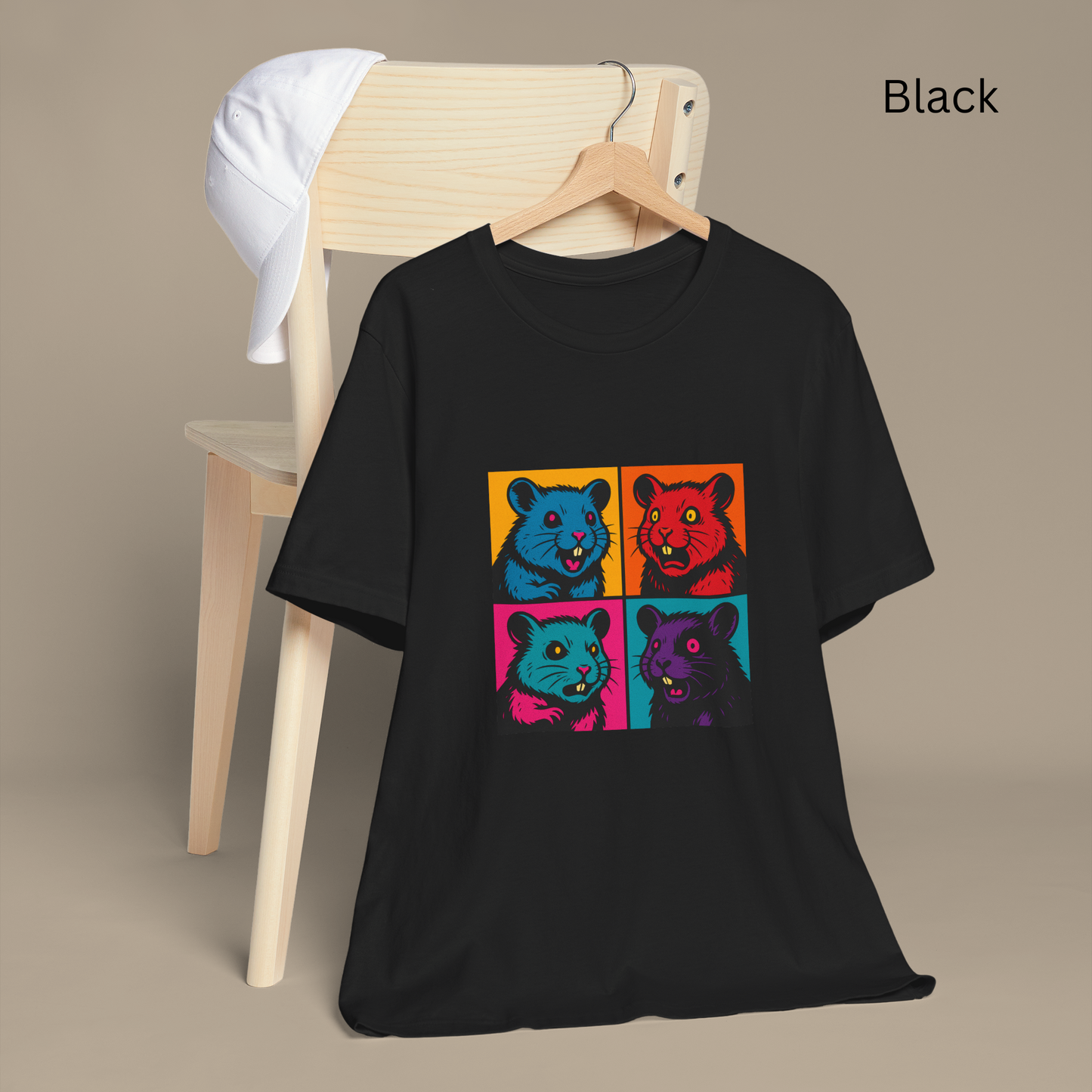 Pop Art Hamster Shirt - Retro Vaporwave T-Shirt, Neon Color Block Graphic Tee, Funny Animal Lovers Top, 80s Aesthetic Streetwear Gift