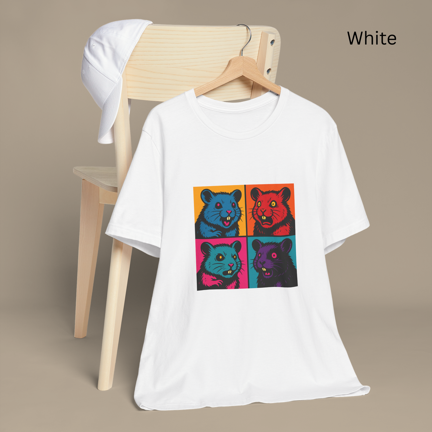 Pop Art Hamster Shirt - Retro Vaporwave T-Shirt, Neon Color Block Graphic Tee, Funny Animal Lovers Top, 80s Aesthetic Streetwear Gift