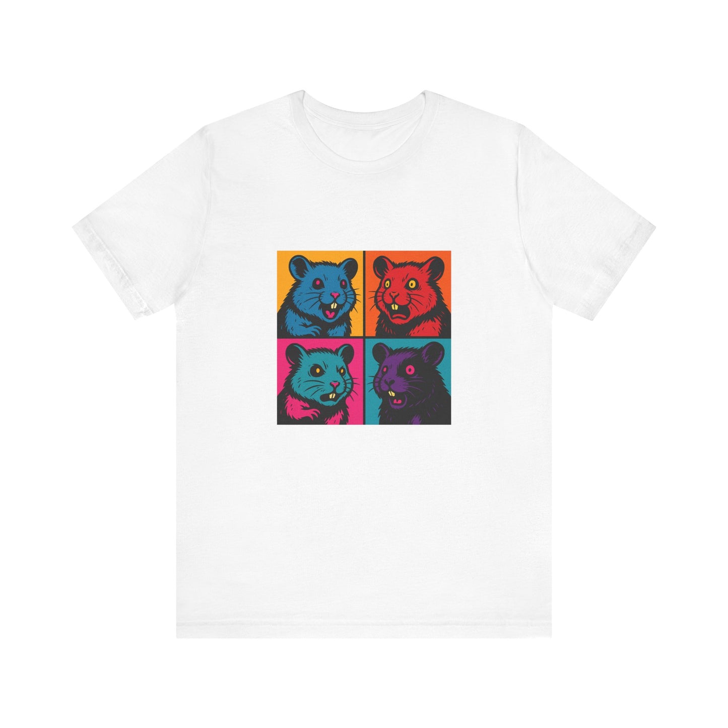 Pop Art Hamster Shirt - Retro Vaporwave T-Shirt, Neon Color Block Graphic Tee, Funny Animal Lovers Top, 80s Aesthetic Streetwear Gift