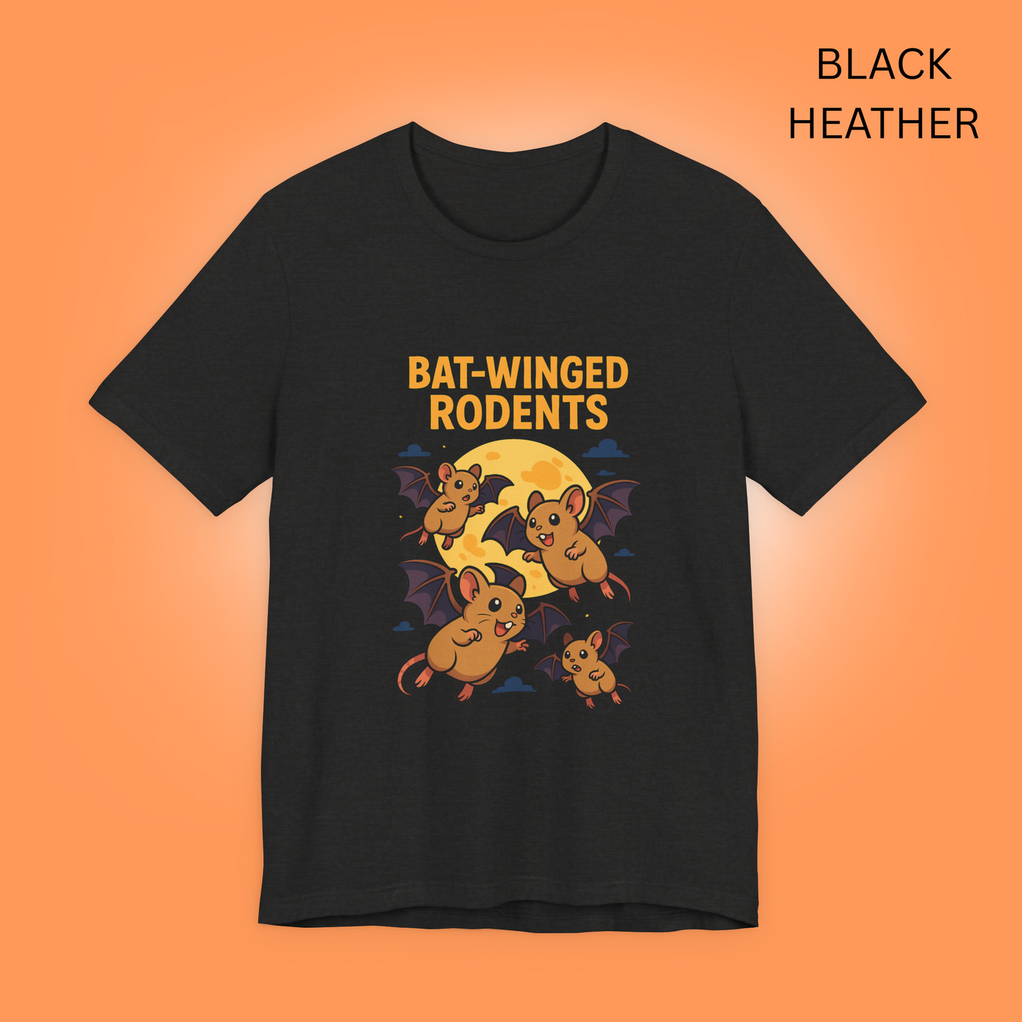 Bat Winged Rodents T-Shirt, Funny Cute Mice, Goth Tee, Halloween Shirt, Spooky Top, Vampire Bats Unisex Jersey Short Sleeve Tee