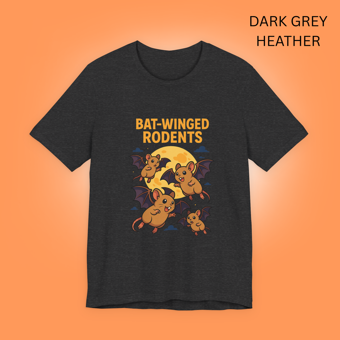 Bat Winged Rodents T-Shirt, Funny Cute Mice, Goth Tee, Halloween Shirt, Spooky Top, Vampire Bats Unisex Jersey Short Sleeve Tee