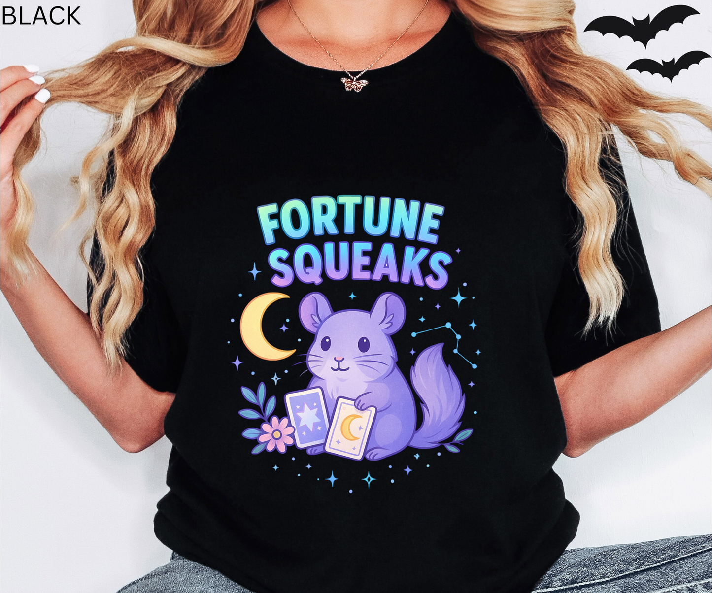 Cute Tarot Chinchilla Shirt - Fortune Squeaks, Card T-Shirt Astrology, Moon Star Tee, Mystical Animal Lovers, Graphic Witchy Aesthetic Gift