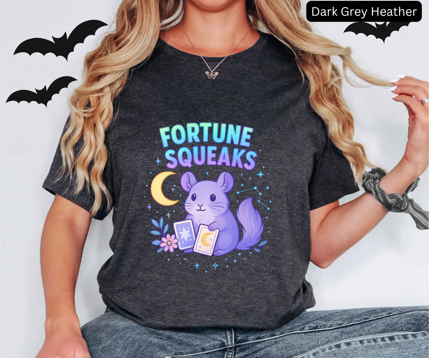 Cute Tarot Chinchilla Shirt - Fortune Squeaks, Card T-Shirt Astrology, Moon Star Tee, Mystical Animal Lovers, Graphic Witchy Aesthetic Gift