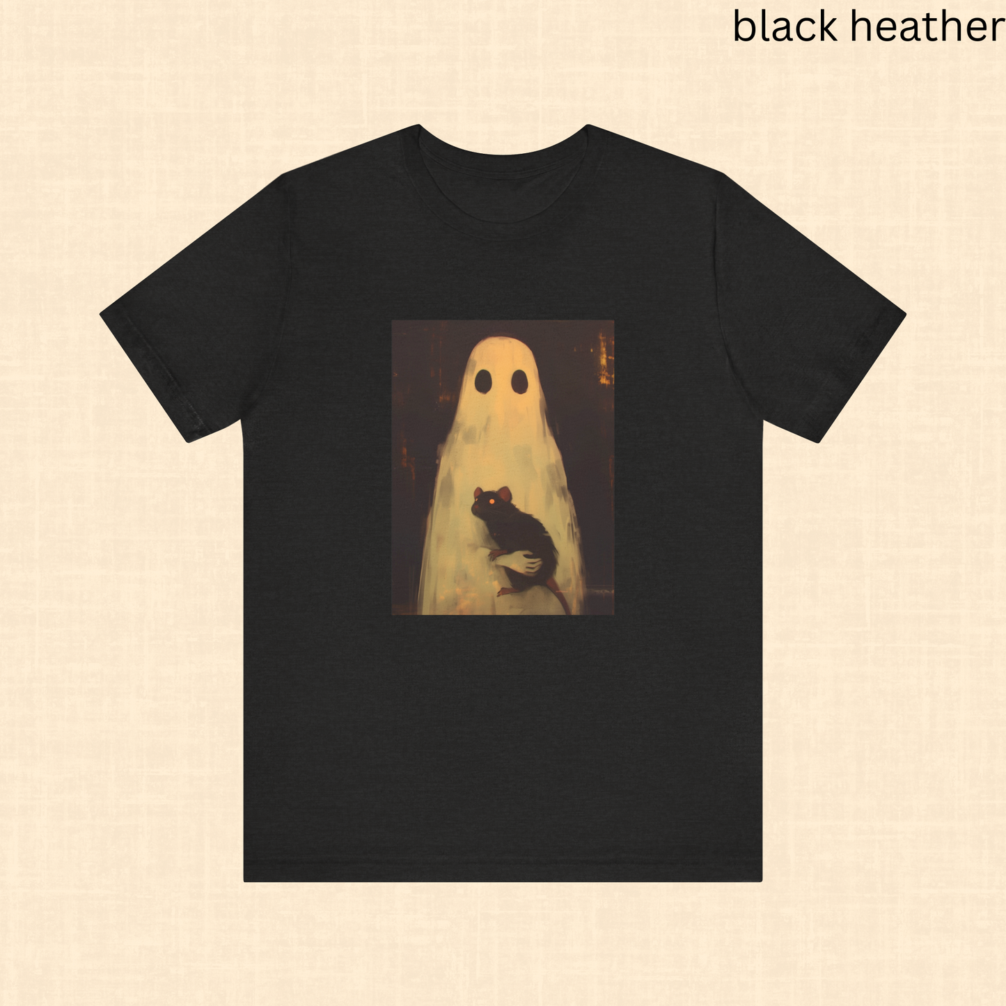 Ghost Holding Rat Shirt - Gothic Horror, Creepy Cute Halloween Graphic Tee, Spooky Season Top, Haunted Vibes Gift for Horror Fans