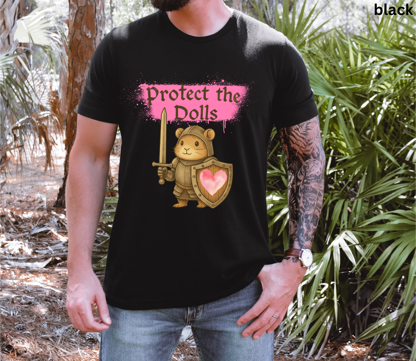 Funny Hamster T-Shirt - Cute Knight Graphic Tee, Protect the Dolls, Fantasy Rodent Shirt for Animal Lovers & Quirky Gift