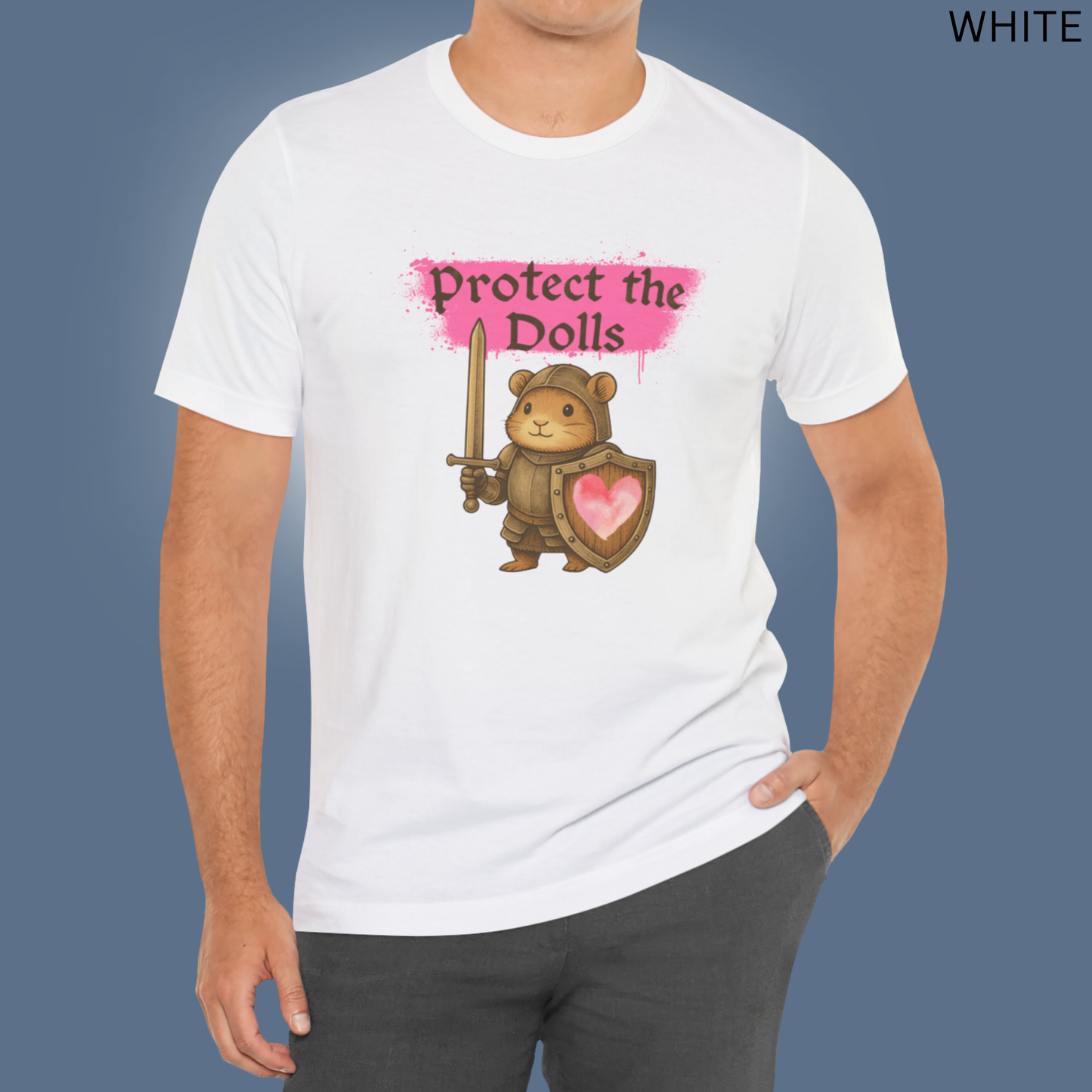 Funny Hamster T-Shirt - Cute Knight Graphic Tee, Protect the Dolls, Fantasy Rodent Shirt for Animal Lovers & Quirky Gift