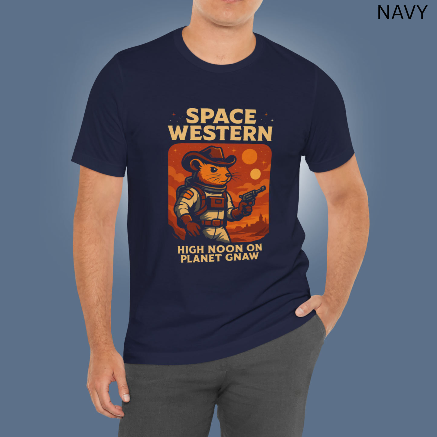 Space Western Cowboy Mouse Astronaut - Geeky Retro Graphic Tee