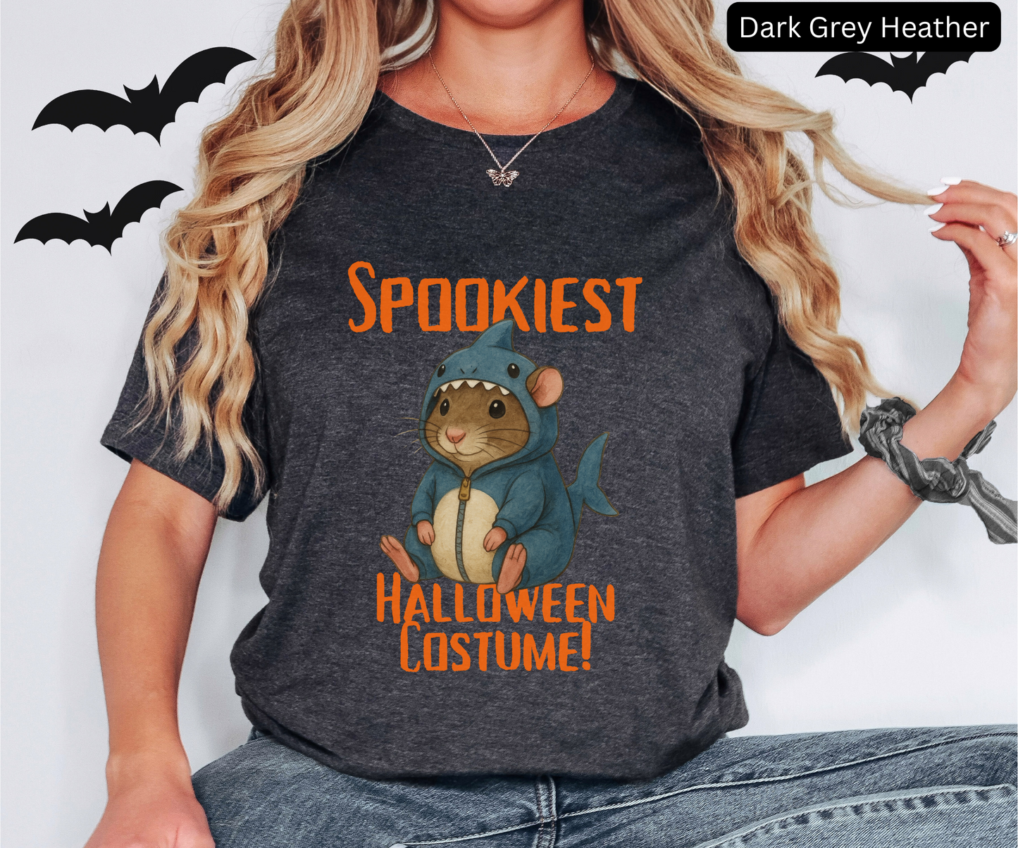 Spookiest Halloween Costume Shirt - Cute Rat in Shark Outfit T-Shirt, Funny Animal Lovers Tee, Creepy Cute Halloween Top, Spooky Gift