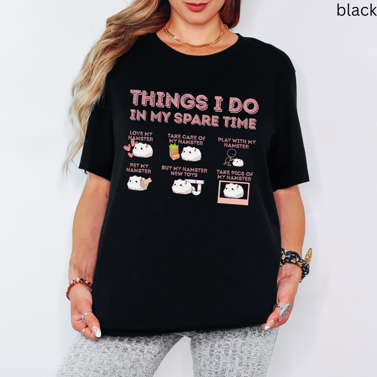 Hamster T-Shirt - Things I Do in My Spare Time Graphic Tee, Cute Pet Hamster Owner Shirt, for Rodent Lovers & Animal Gifts
