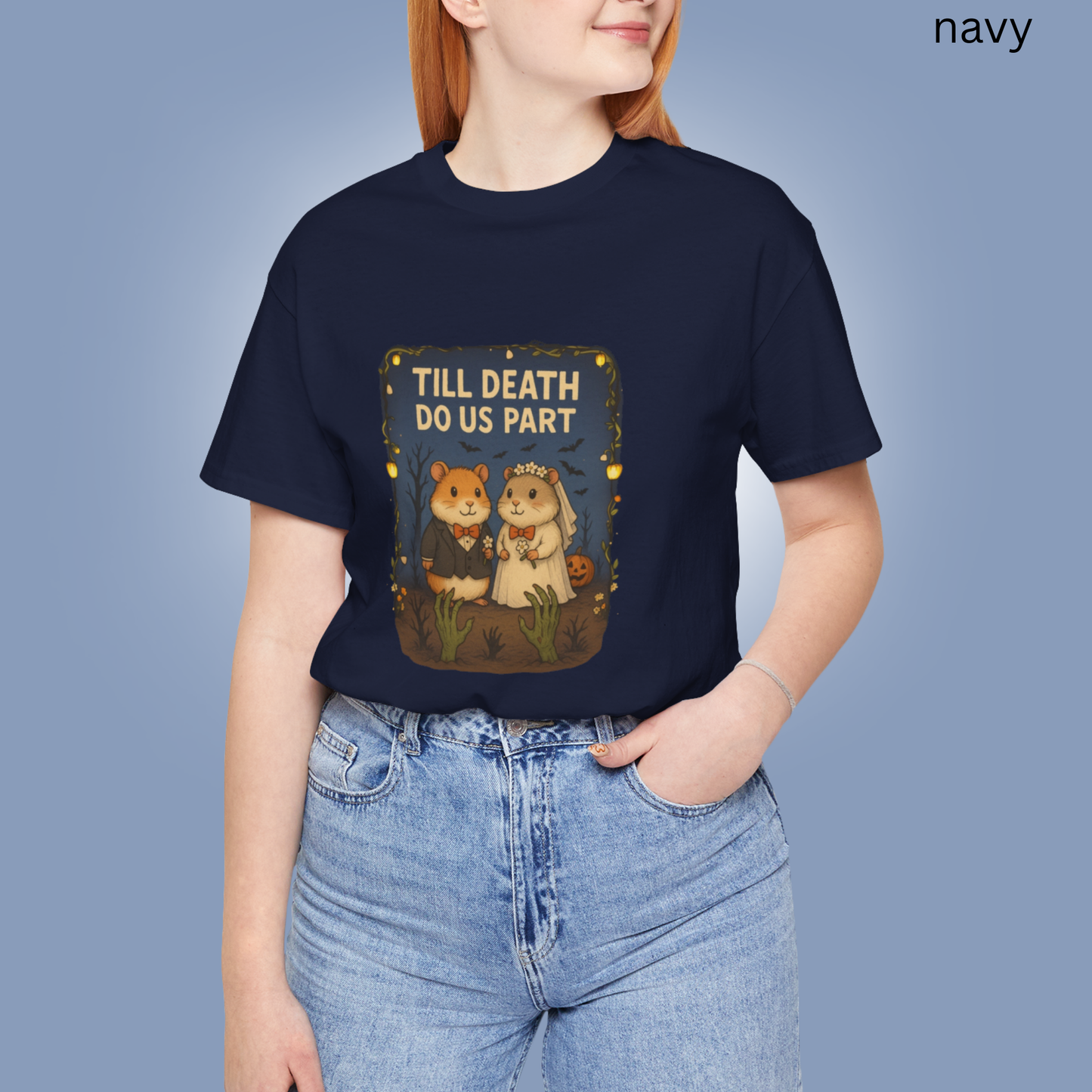 Halloween Hamster Couple T-Shirt - Till Death Do Us Part, Rodent Wedding Shirt, Gothic Anniversary, Spooky Cute Gift Tee