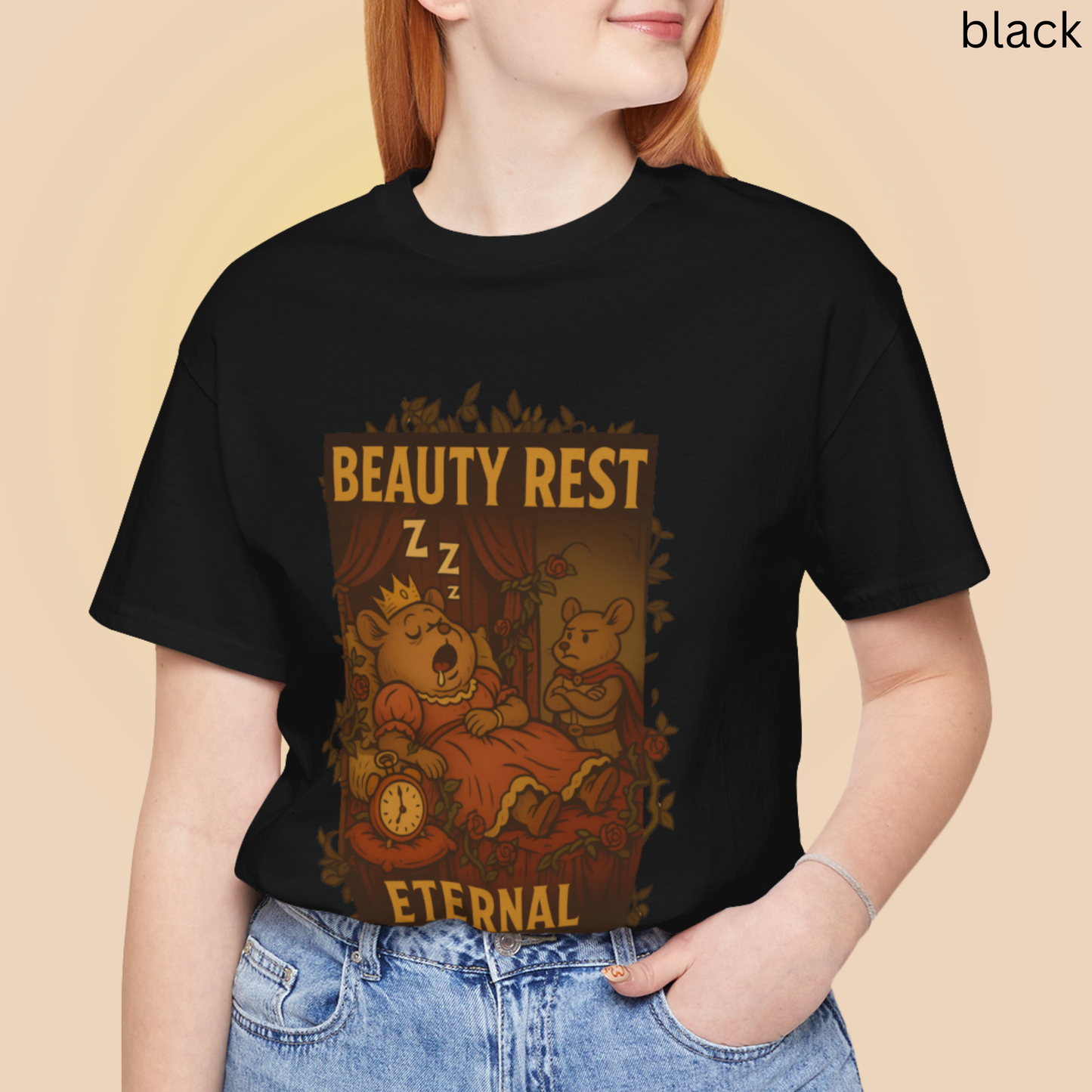 Sleeping Beauty Mouse T Shirt - Beauty Rest Eternal, Rodent Fairytale Parody Tee, Gothic Spooky, Cute Halloween Top