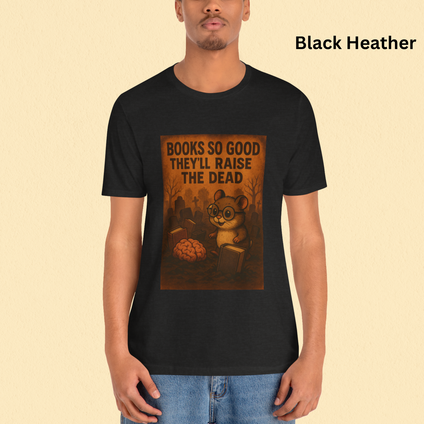 Funny Book Lover Shirt - Halloween Reading Tee, Zombie Hamster Poster Style Graphic, Spooky Librarian Gift, Retro Poster Graphic Tee