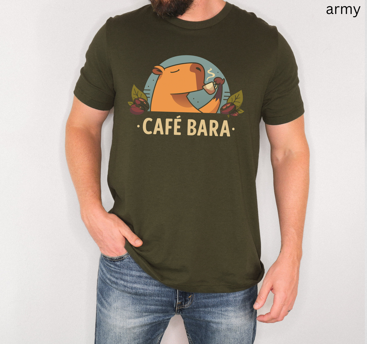 Capybara Coffee T-Shirt | Cute Café Bara Graphic Tee for Coffee Lovers, Animal Fans & Barista Gift Funny Aesthetic Shirt