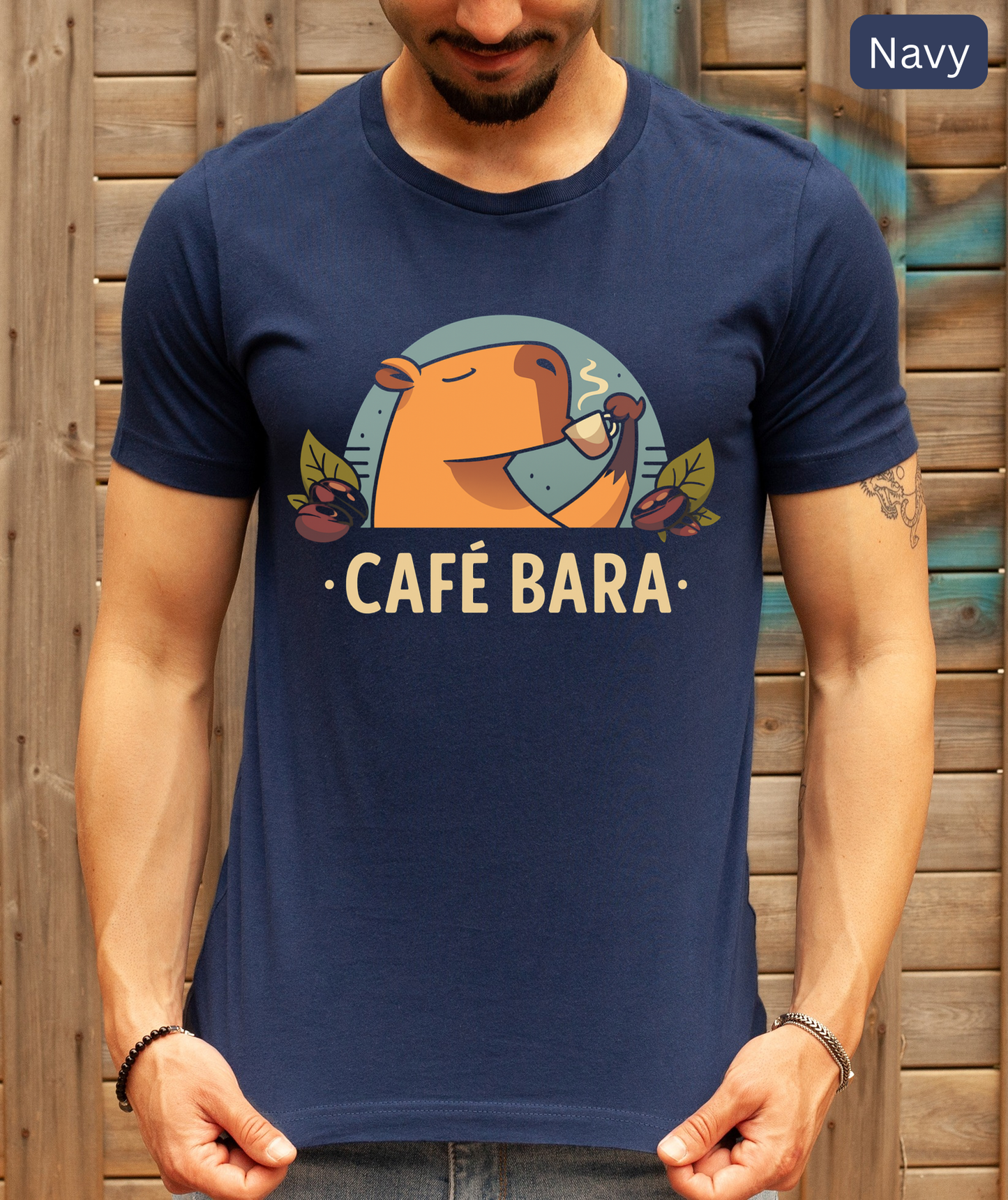Capybara Coffee T-Shirt | Cute Café Bara Graphic Tee for Coffee Lovers, Animal Fans & Barista Gift Funny Aesthetic Shirt