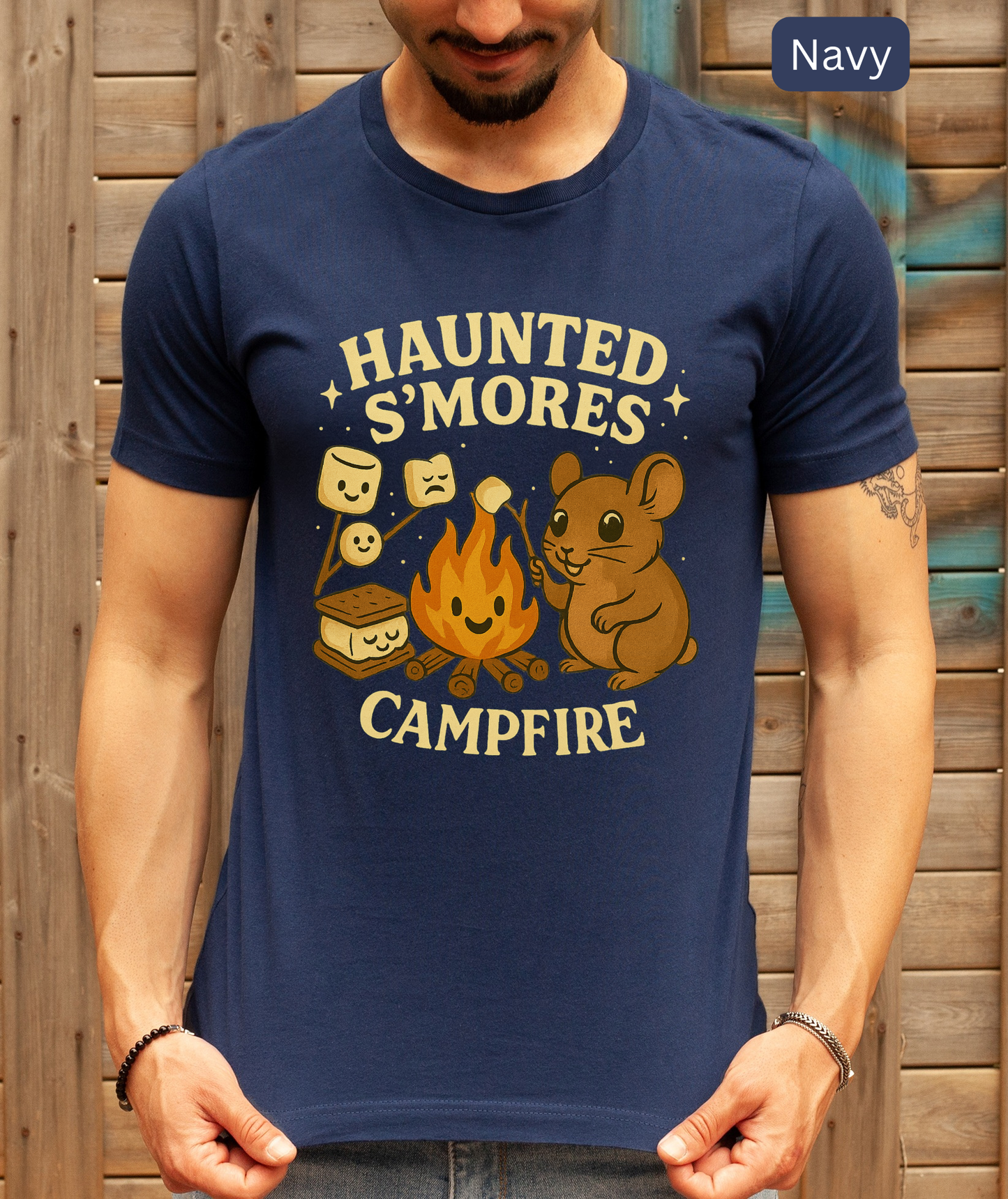 Haunted Smores Campfire Shirt - Cute Halloween Camping T Shirt, Spooky Marshmallow Ghost Tee, Funny Campfire Graphic Top, Fall Cozy Gift