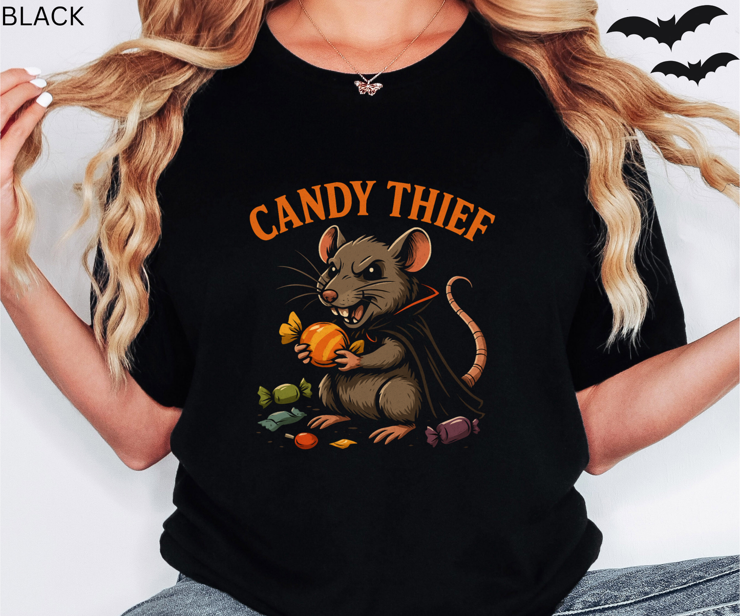 Creepy Cute Rat Shirt - Halloween Vampire Rodent Candy Thief Tee, Halloween Candy Thief Trick or Treat Tee