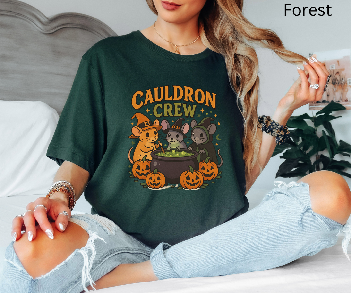 Cute Witch Mice - Halloween Shirt, Cauldron Crew, Pumpkin Fall, Spooky Graphic Tee, Cute Rodents gift for Animal Lovers