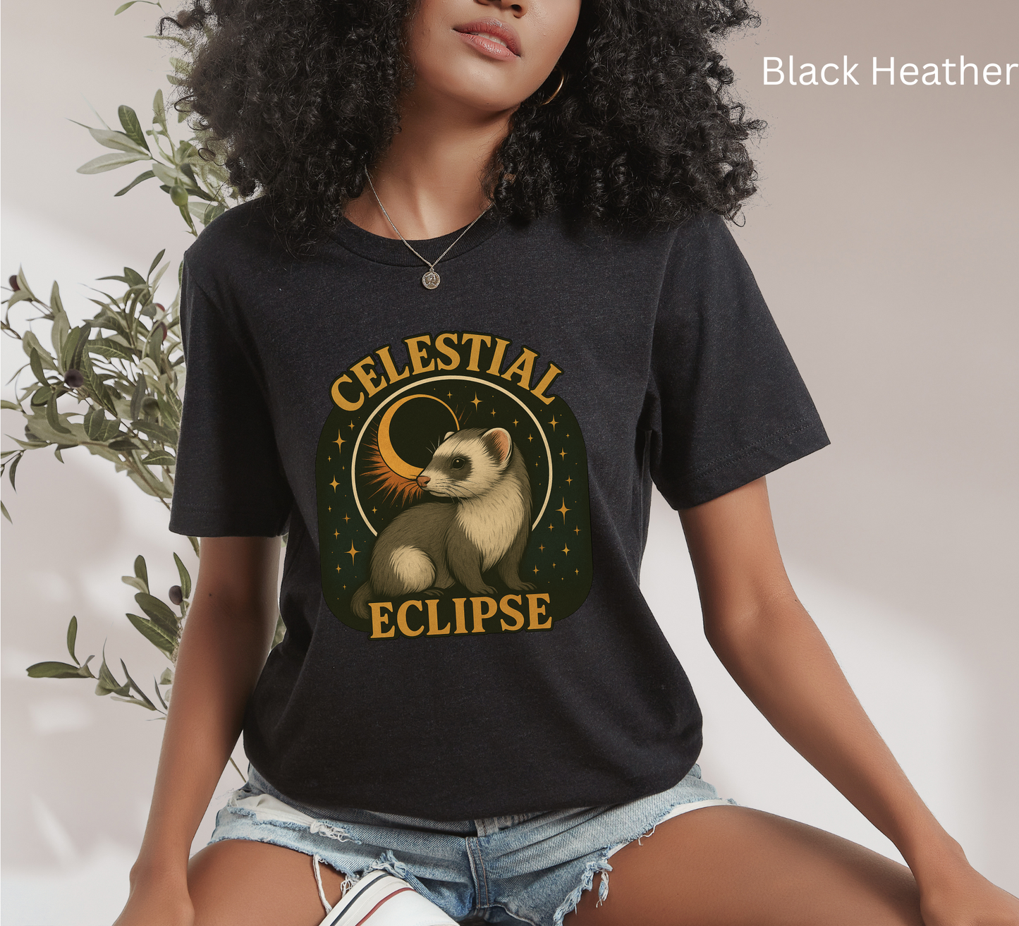 Celestial Eclipse Ferret - Mystical Animal T Shirt