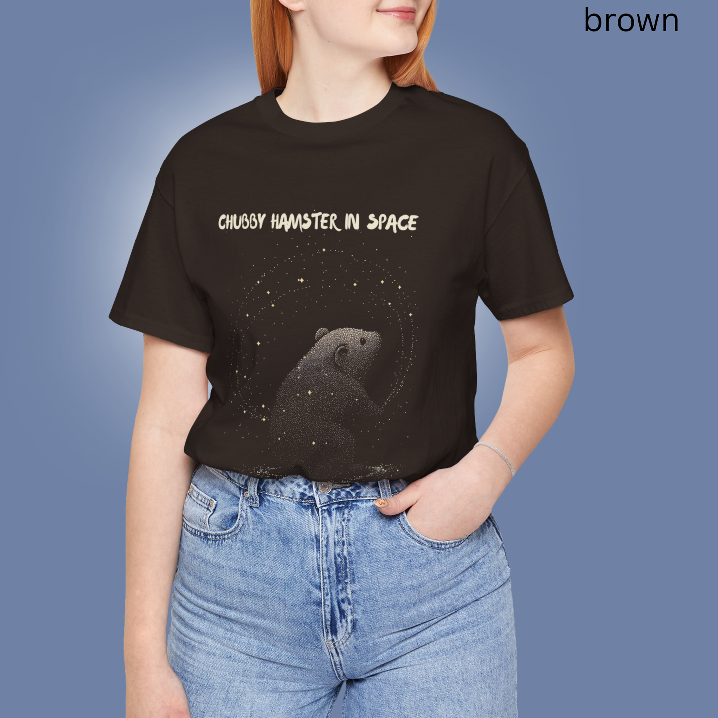 Starry Space T-Shirt - Hamster in Galaxy, Cute Space Shirt for Stargazers, Celestial Animal Graphic, Cosmic Rodent, Gift for Space Lovers