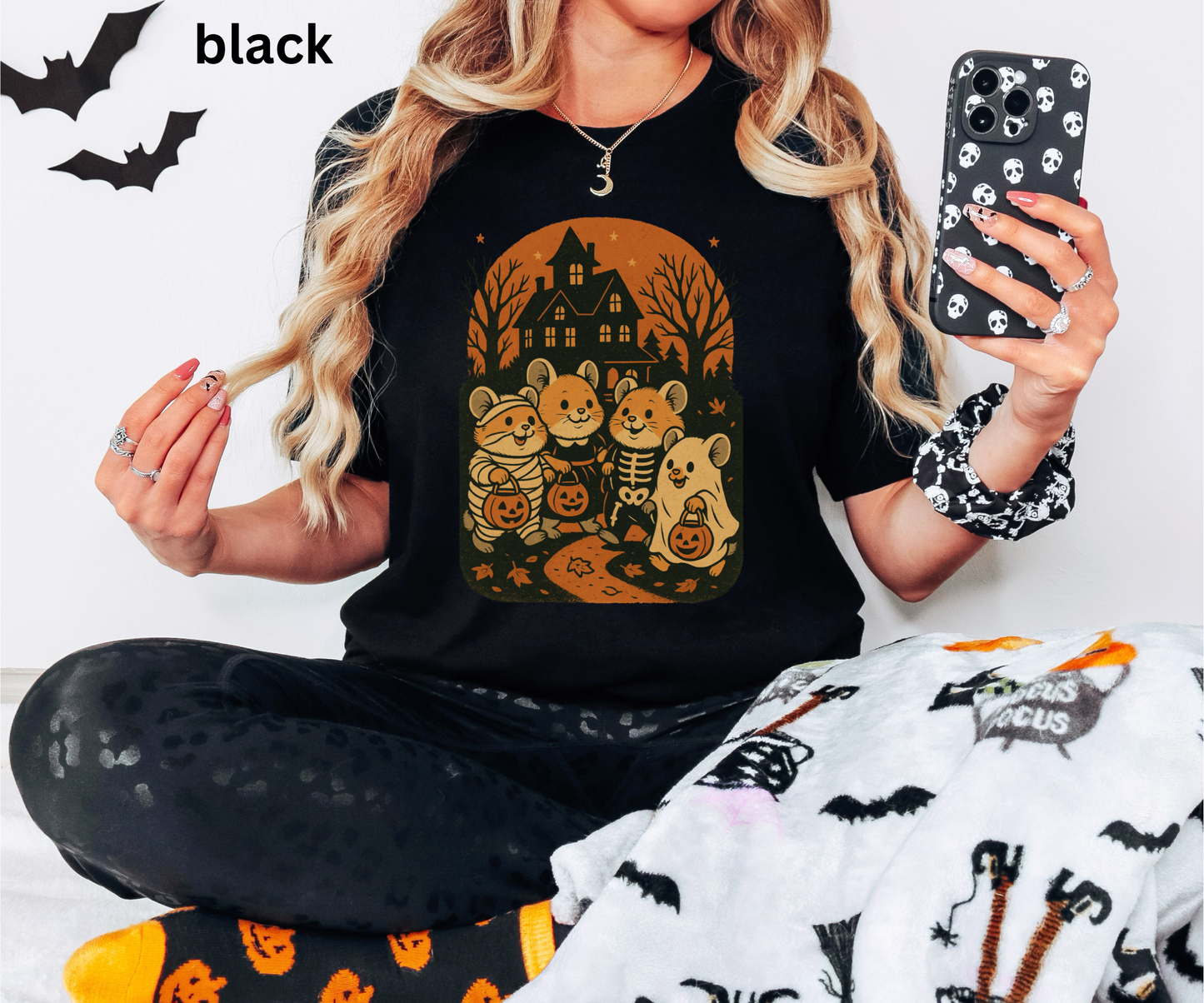 Halloween Mice T Shirt - Trick or Treat Graphic Tee, Spooky Cute, Mouse Lover Gift, Fall Rodent Apparel, Vintage Haunted House Style
