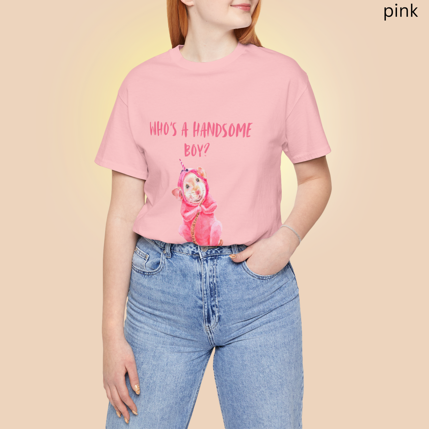 Rat Lover T Shirt - Who's a Handsome Boy, Pet Owner Gift, Quirky Animal Graphic Tee, Small Pet Enthusiast Gift