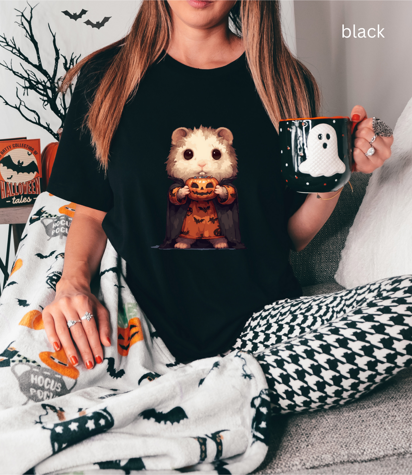 Spooky Halloween T-Shirt - Cute Halloween Pixelated Hamster Tee, Shirt, Pumpkin gift, Spooky Clothing