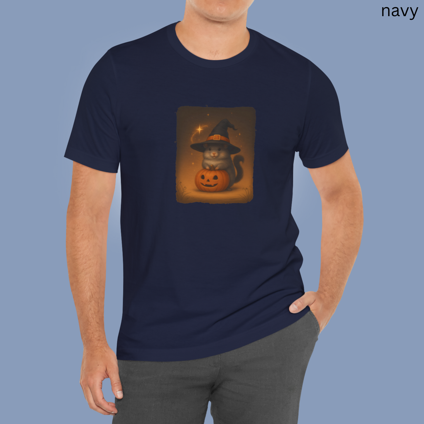 Halloween Chinchilla T Shirt - Witch Hat Pumpkin Graphic Tee, Spooky Cute Pet Lover Gif, Fall Rodent Apparel, Cozy Autumn Style