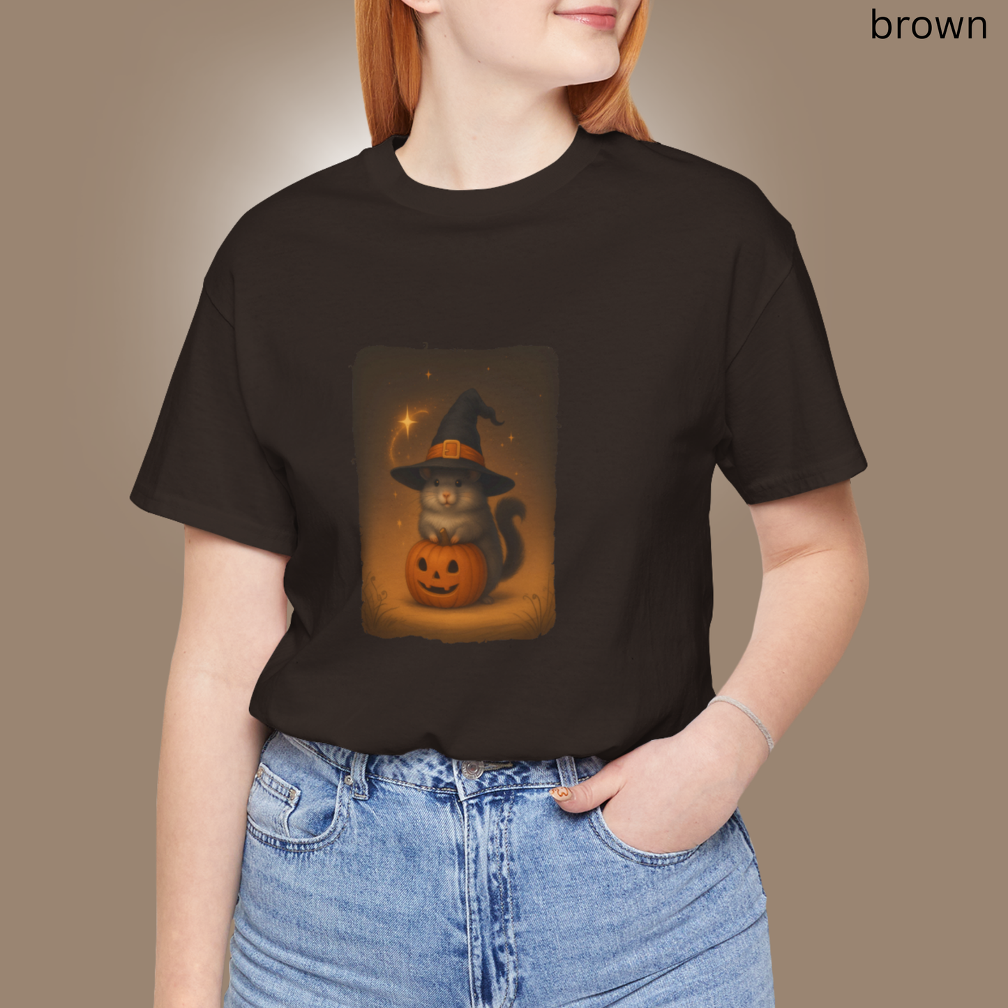 Halloween Chinchilla T Shirt - Witch Hat Pumpkin Graphic Tee, Spooky Cute Pet Lover Gif, Fall Rodent Apparel, Cozy Autumn Style