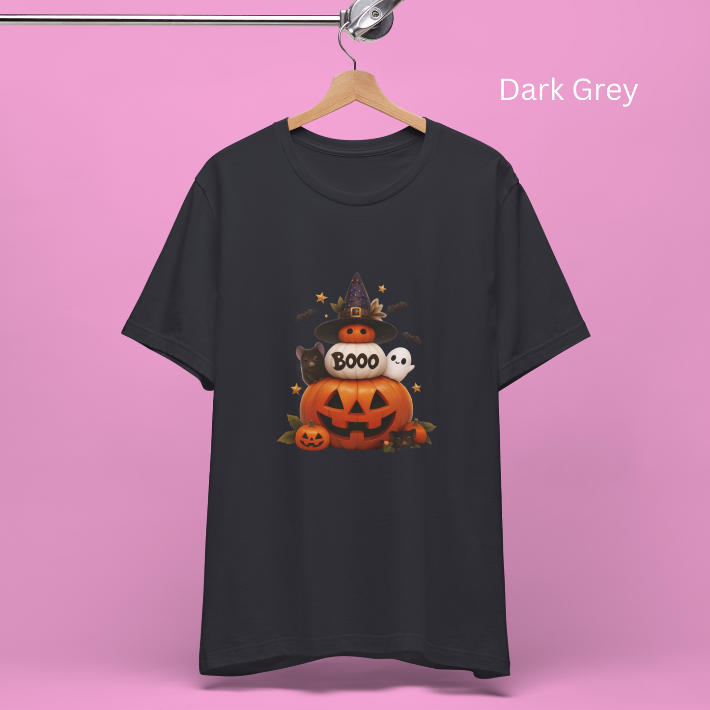 Cute Pumpkin Ghost Shirt - Boo Halloween T-Shirt, Spooky Mice and Witchy Pumpkin Stack Tee, Creepy Cute Fall Top