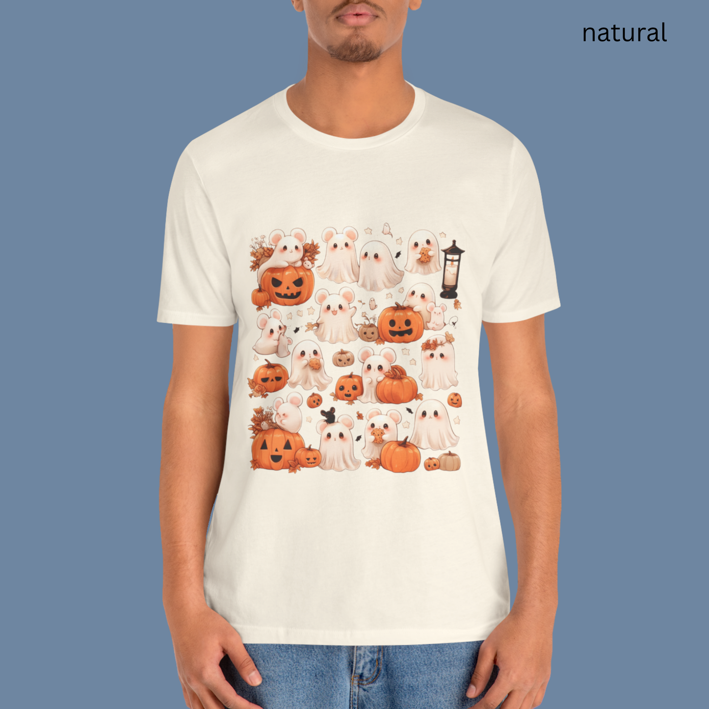 Cute Ghost Mouse Halloween T Shirt - Kawaii Spooky Pumpkin Tee, Creepy Cute Pastel Goth Top, Halloween Party Gift
