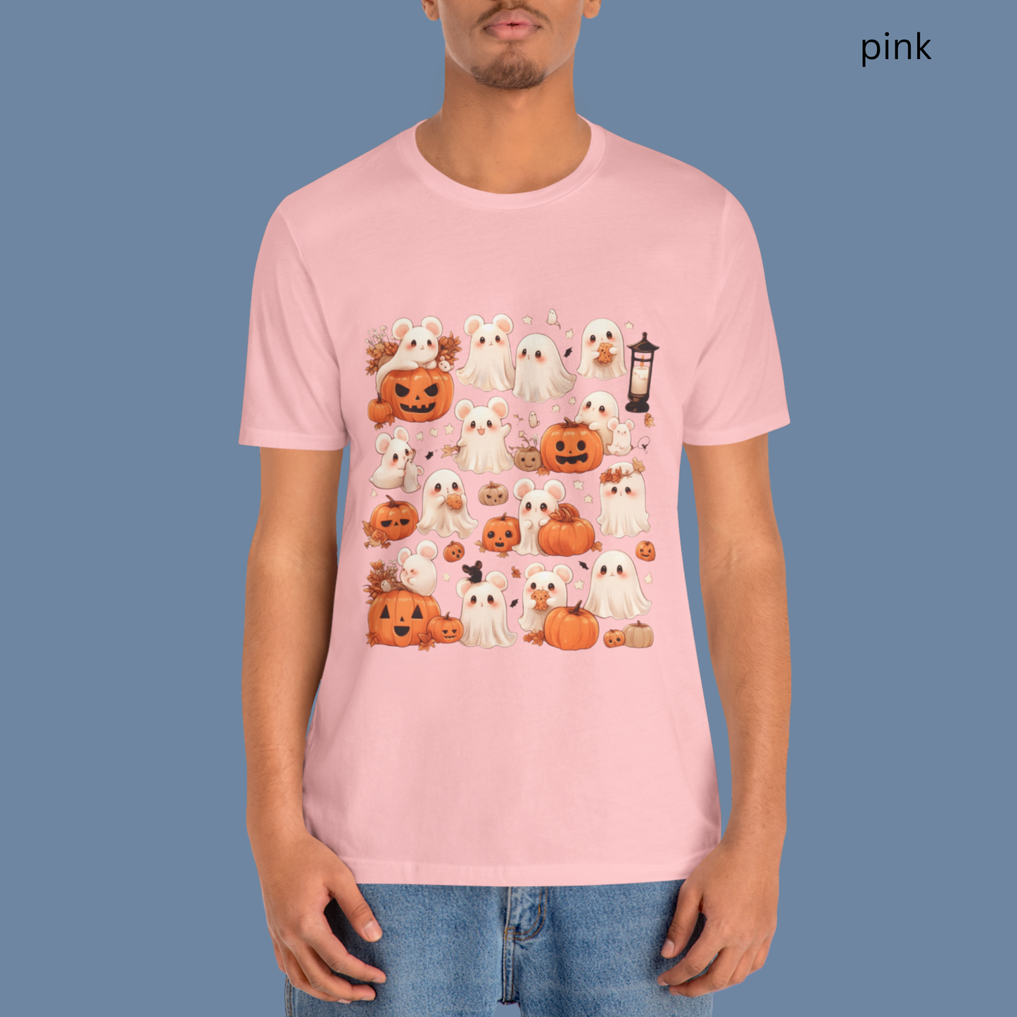 Cute Ghost Mouse Halloween T Shirt - Kawaii Spooky Pumpkin Tee, Creepy Cute Pastel Goth Top, Halloween Party Gift