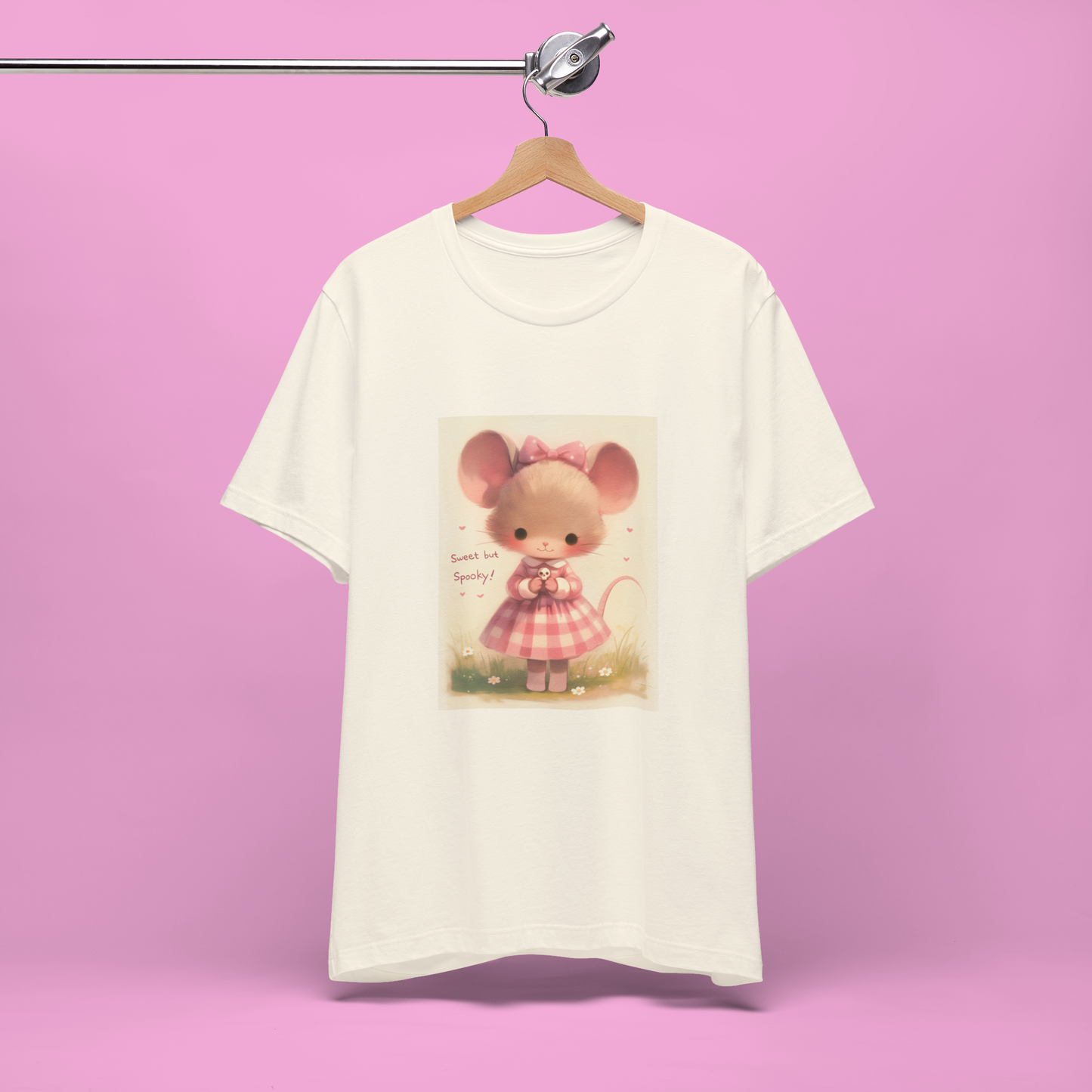 Cute Mouse Pastel Gothic T-Shirt - Sweet but Spooky Shirt, Kawaii Creepy Cute Tee, Soft Spooky Aesthetic Top, Pink Halloween Graphic Gift