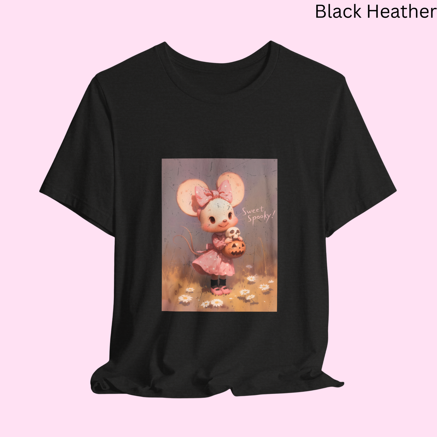Sweet Spooky Cute Mouse Girly Halloween T-Shirt - Pastel Gothic, Creepy Cute Tee, Spooky Aesthetic Top, Pink Halloween Graphic Gift, Horror