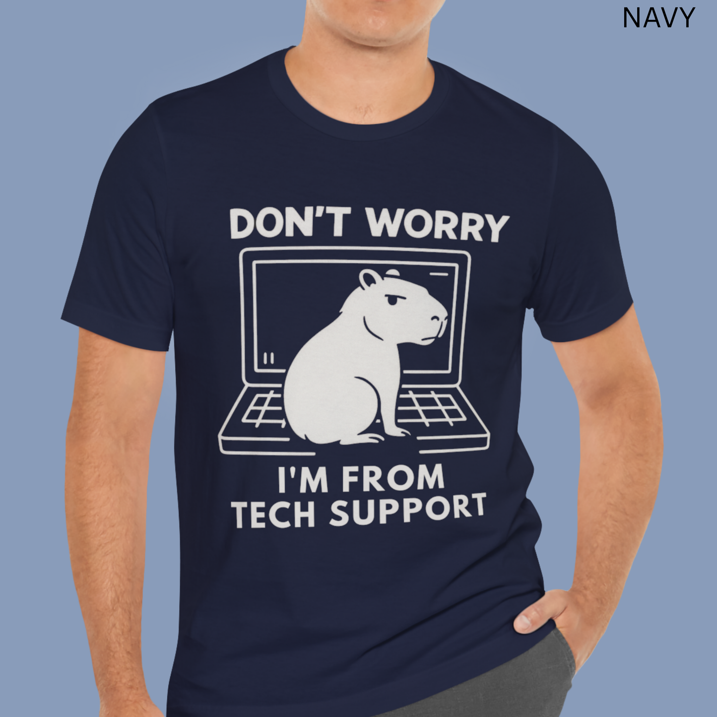 Capybara Tech Support T Shirt - Geek Gift, Funny Computer Nerd Graphic Tee, for IT Workers, Programmer Humor, Animal Shirt