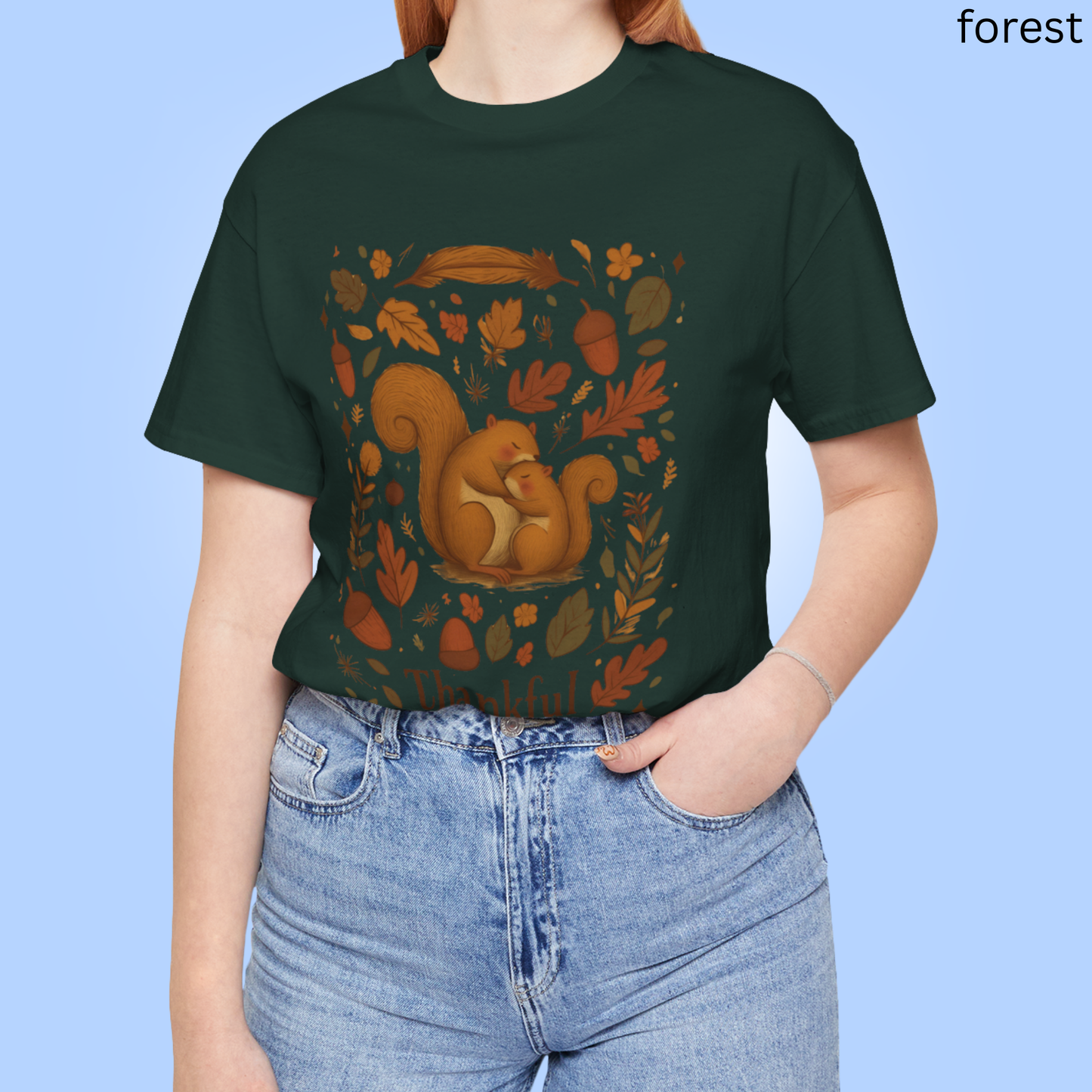 Thanksgiving Squirrel T Shirt Fall Autumn Graphic Tee Woodland Animal Lover Gift Cozy Nature Aesthetic Clothing