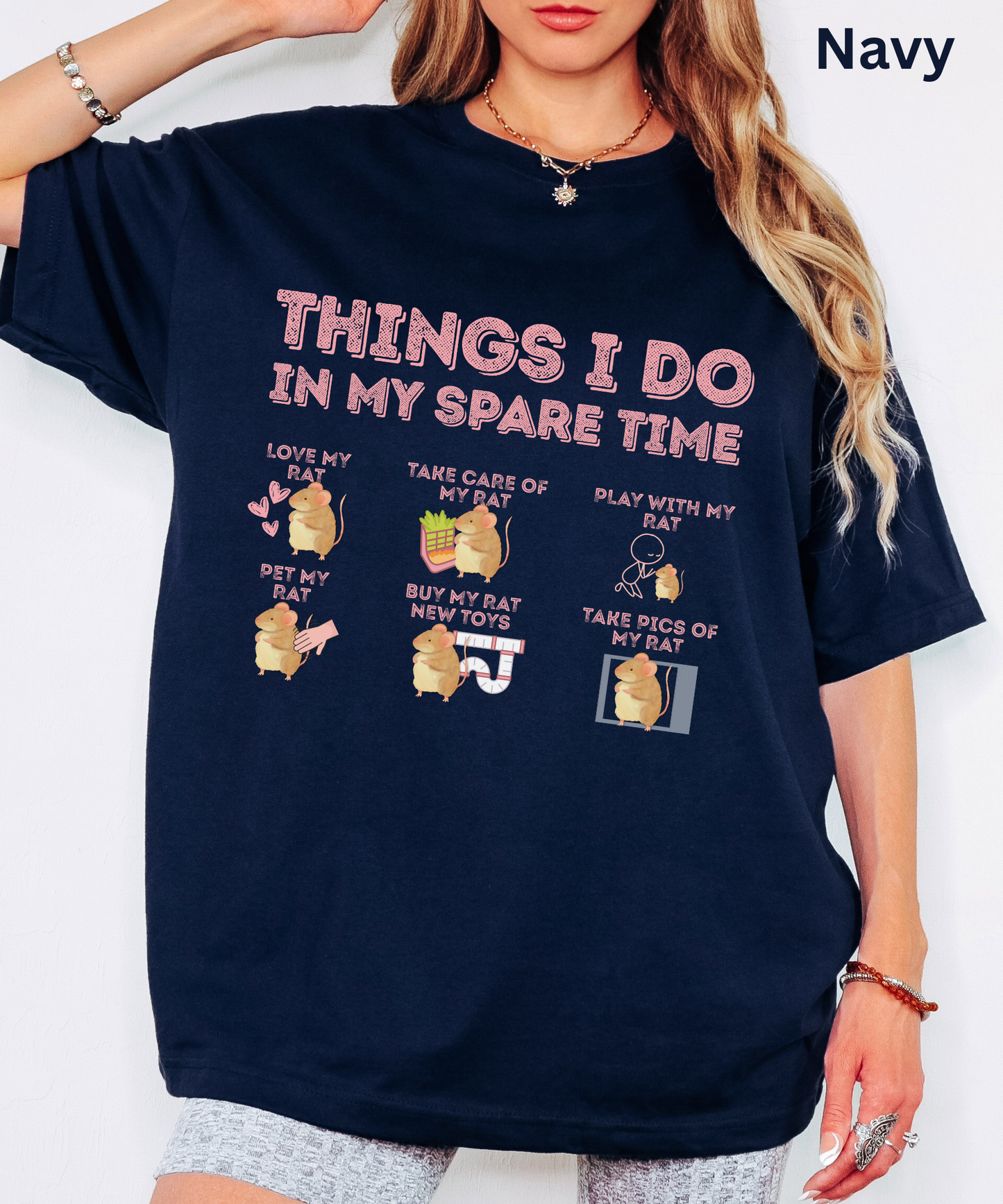 Pet Rat T-Shirt - Things I Do in My Spare Time, Graphic Tee Rat Owner Shirt, for Rodent Lovers, Rat Moms & Rat Dads