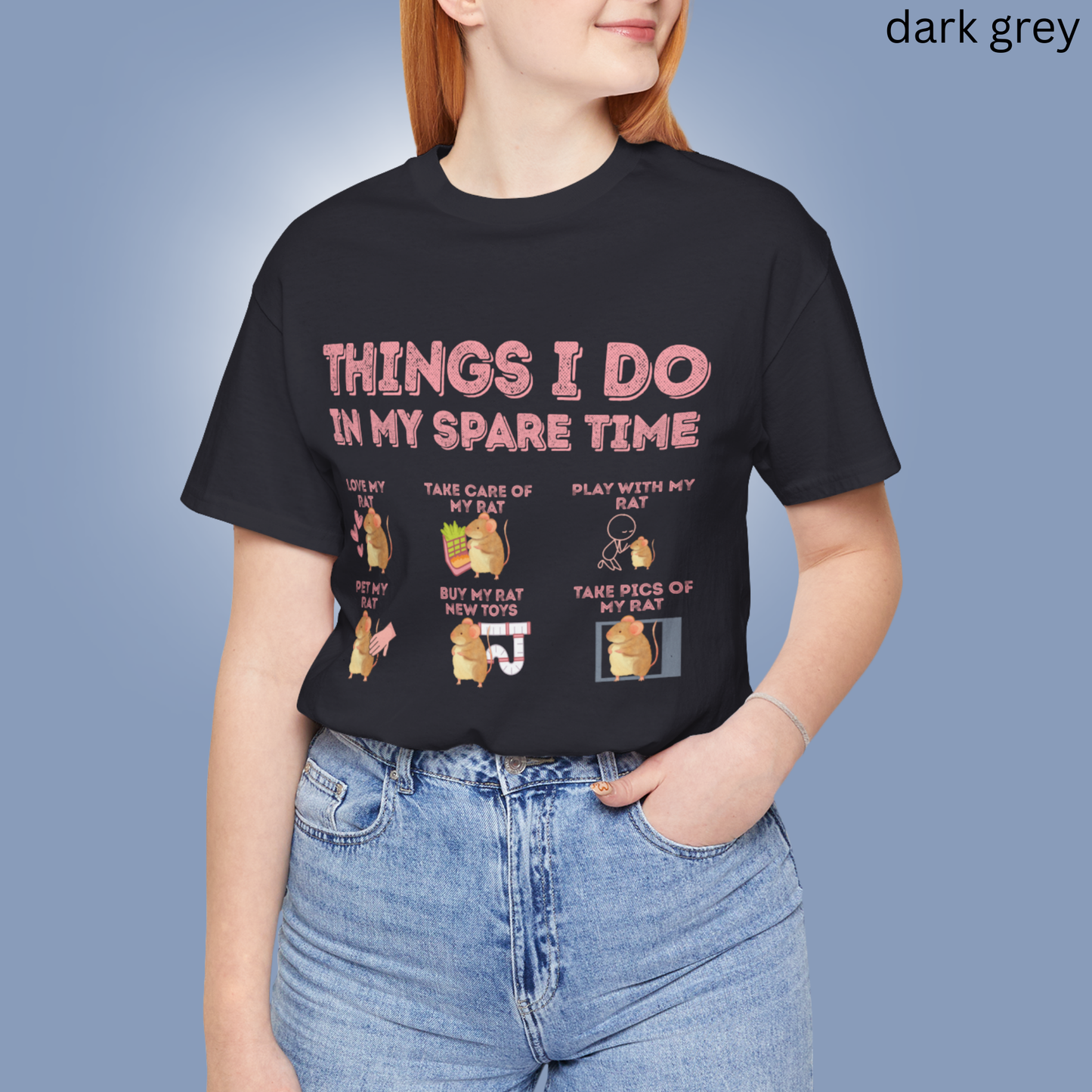 Pet Rat T-Shirt - Things I Do in My Spare Time, Graphic Tee Rat Owner Shirt, for Rodent Lovers, Rat Moms & Rat Dads