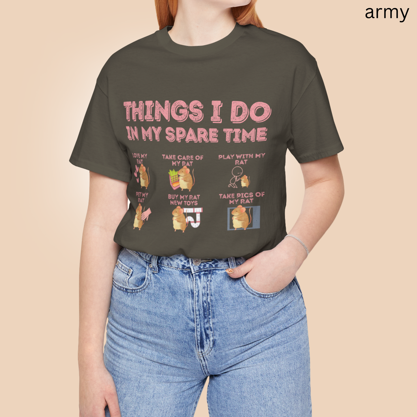 Pet Rat T-Shirt - Things I Do in My Spare Time, Graphic Tee Rat Owner Shirt, for Rodent Lovers, Rat Moms & Rat Dads