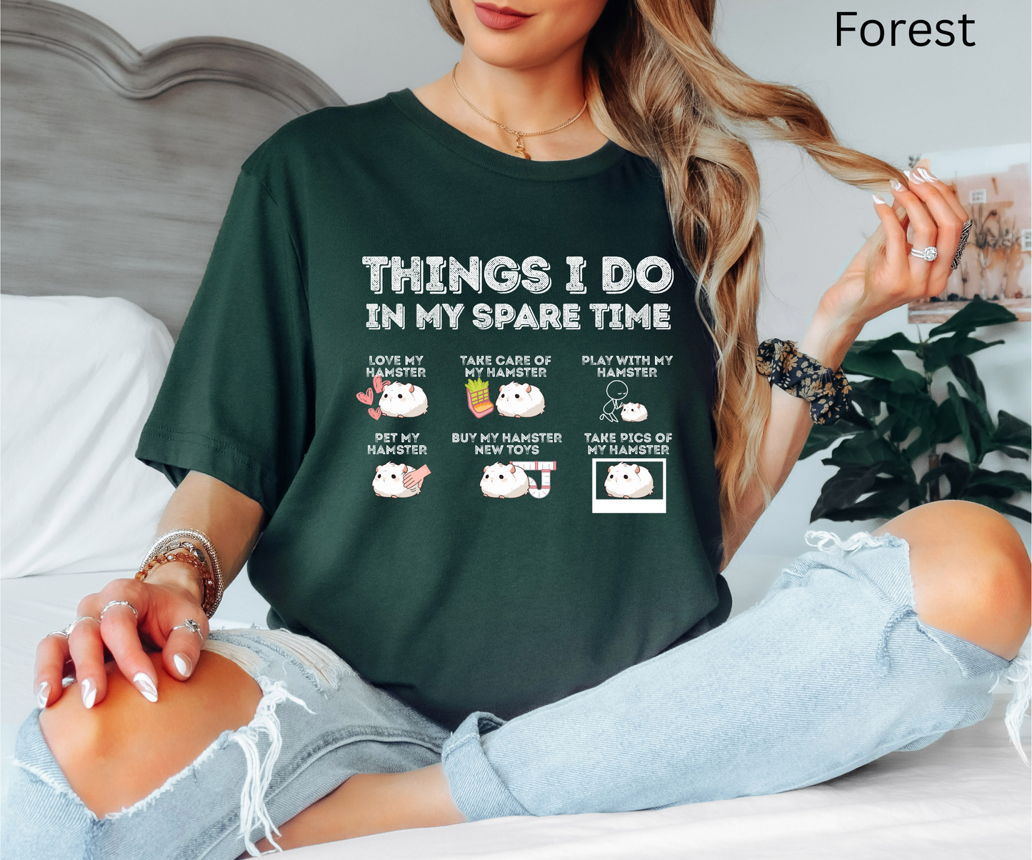Funny Hamster T-Shirt - Things I Do in My Spare Time, Pet Lover Graphic Tee, Cute Animal Shirt Gift for Hamster Owners & Kids