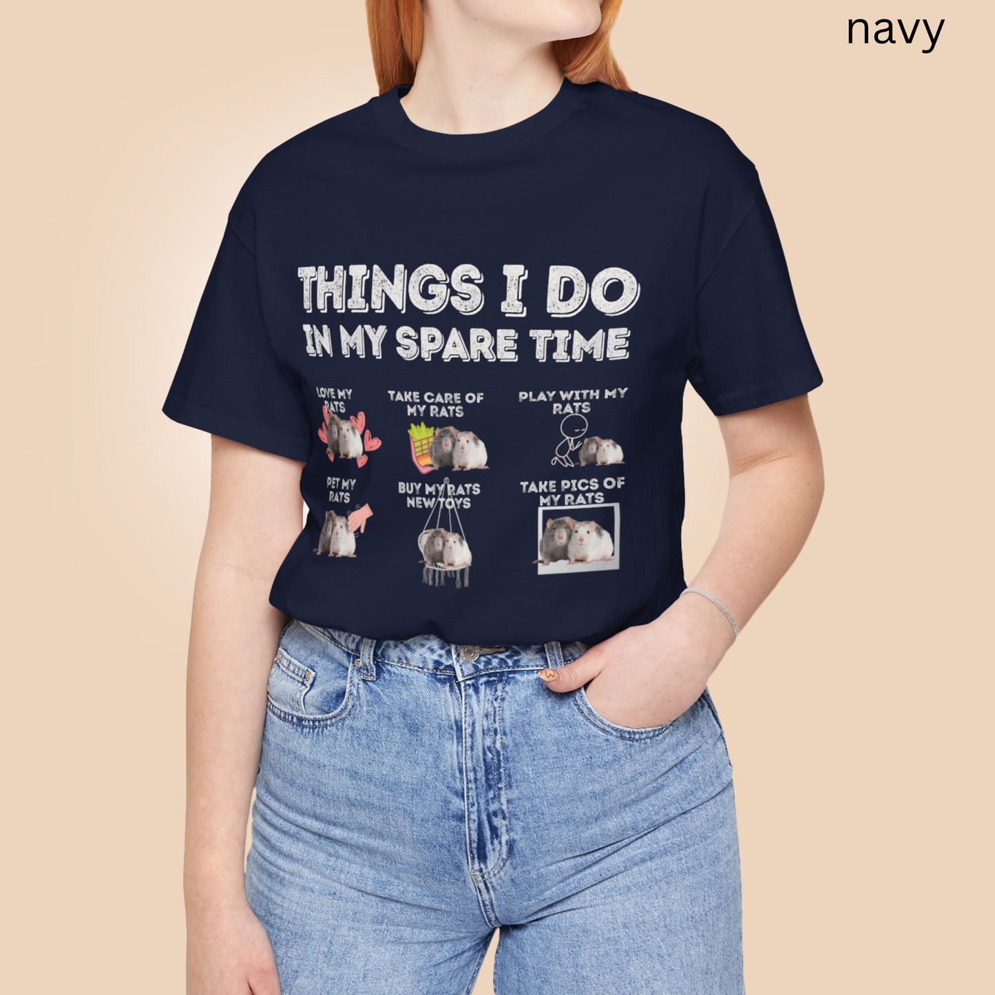 Rat Lover T-Shirt | Things - Do in My Spare Time Graphic Tee, Cute Pet Rat Owner Shirt, for Rodent Lovers & Animal Gift Idea