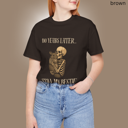 Chinchilla Skeleton T Shirt - 100 Years Later Still My Bestie, Gothic Graphic Tee