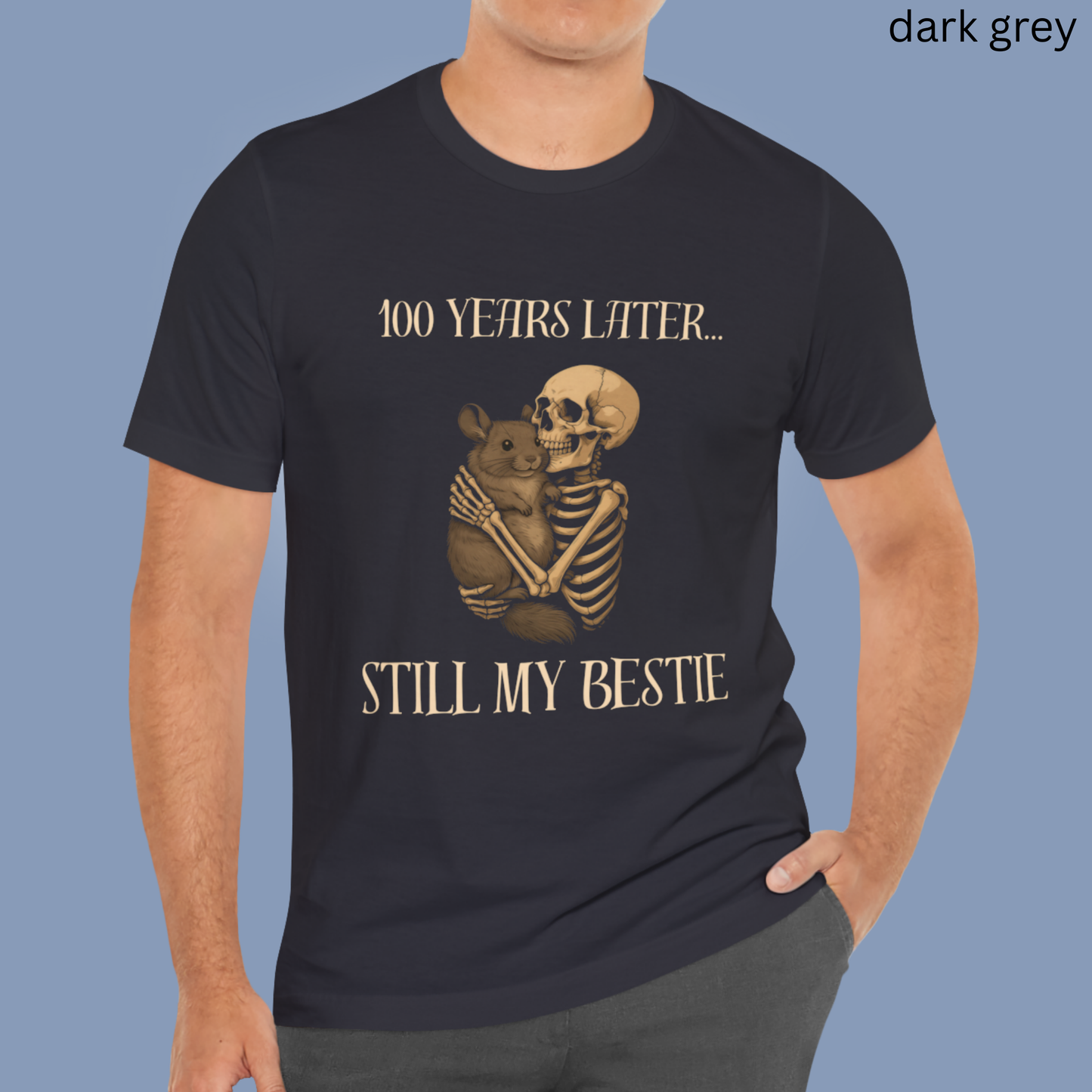 Chinchilla Skeleton T Shirt - 100 Years Later Still My Bestie, Gothic Graphic Tee, Dark Academia, Pet Lover Gift, Alternative Apparel