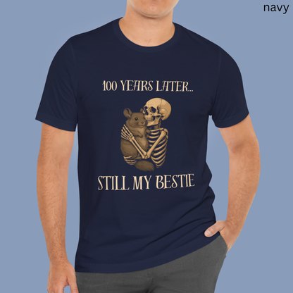 Chinchilla Skeleton T Shirt - 100 Years Later Still My Bestie, Gothic Graphic Tee