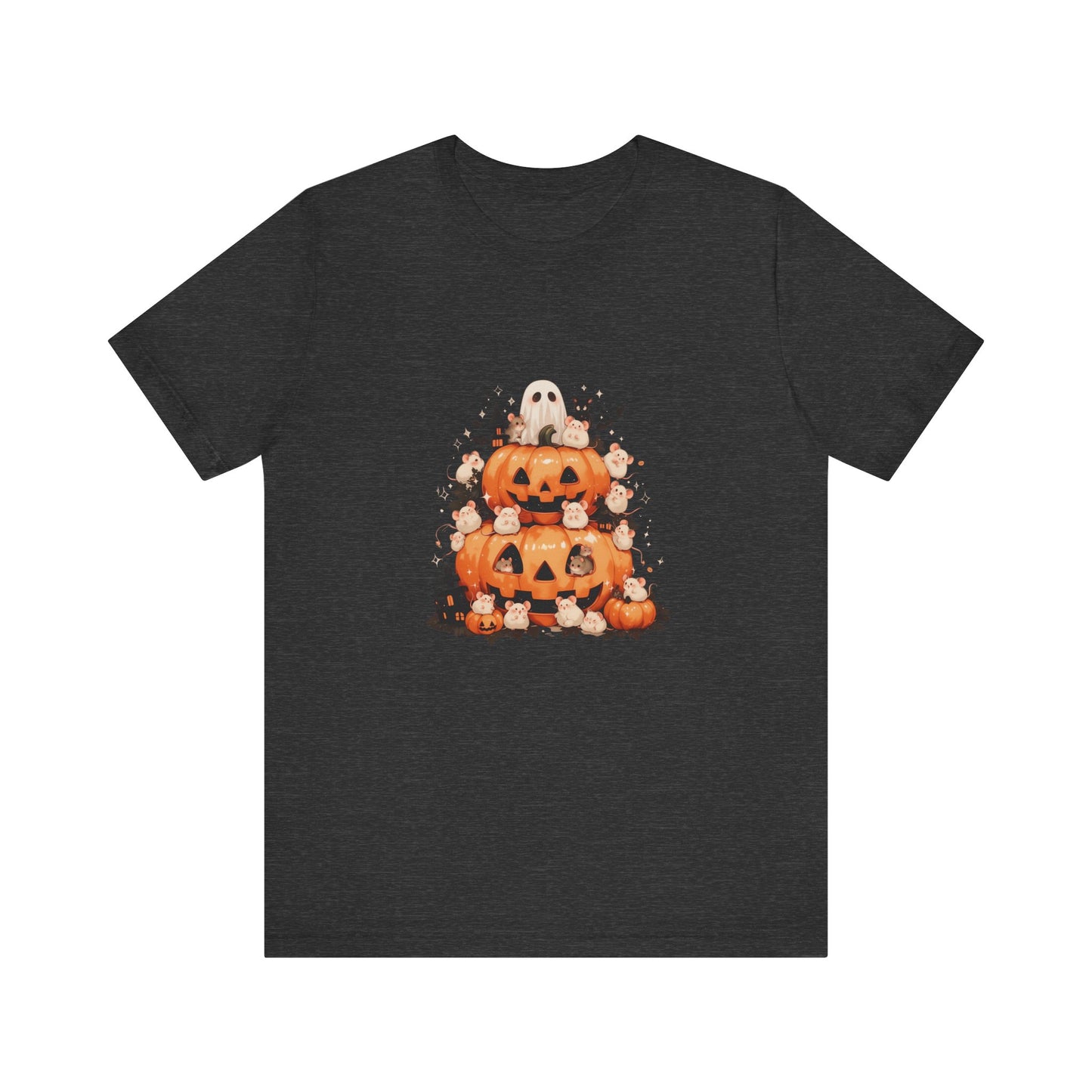 Cute Mice Pumpkin Halloween T Shirt - Funny Ghost and Jack O Lantern Graphic Tee, Spooky Animal Lover Fall Outfit Gift