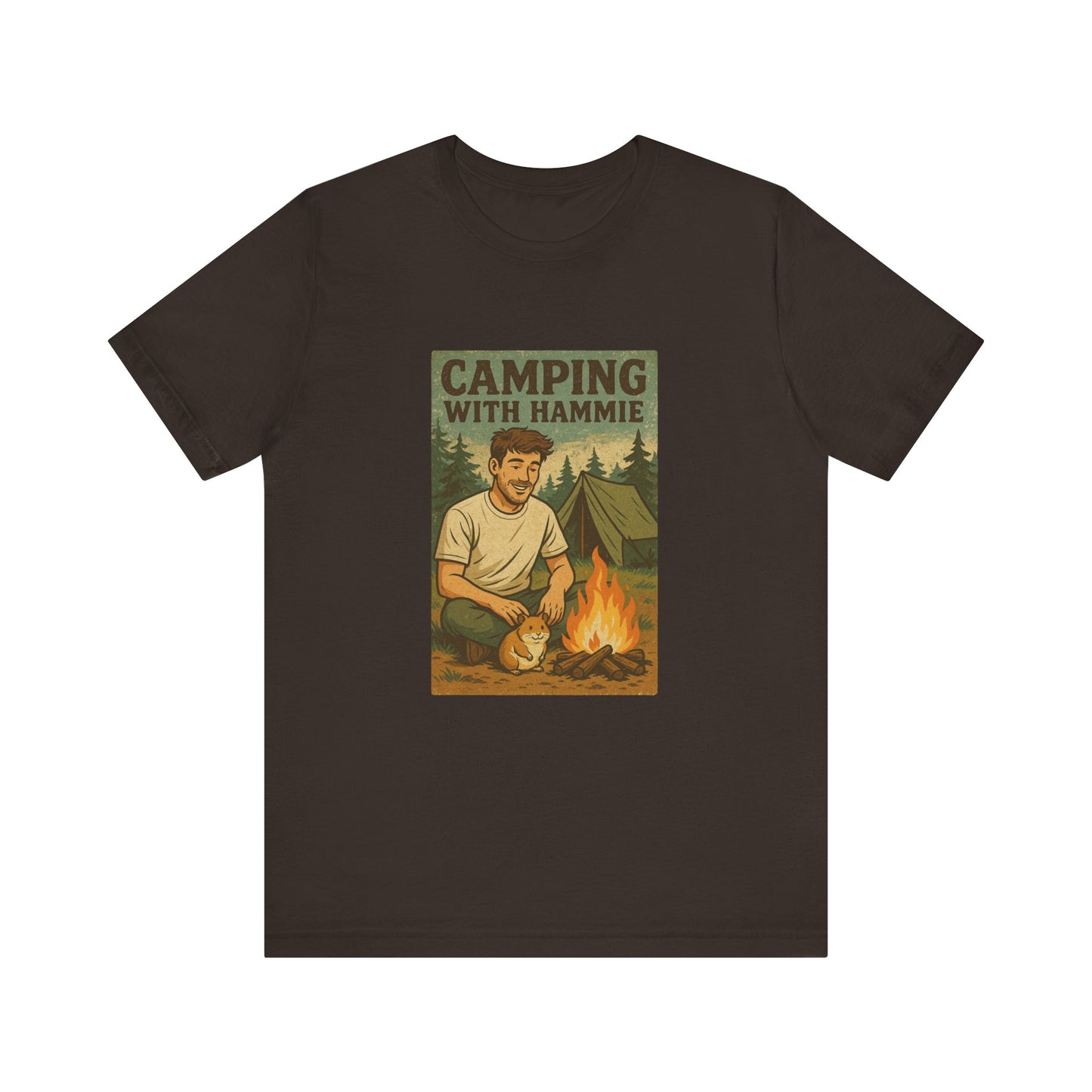 Camping With Hammie T Shirt - Hamster Lover Gift, Outdoor Adventure Graphic Tee, Retro Wilderness Hiking, Pet Owner Apparel